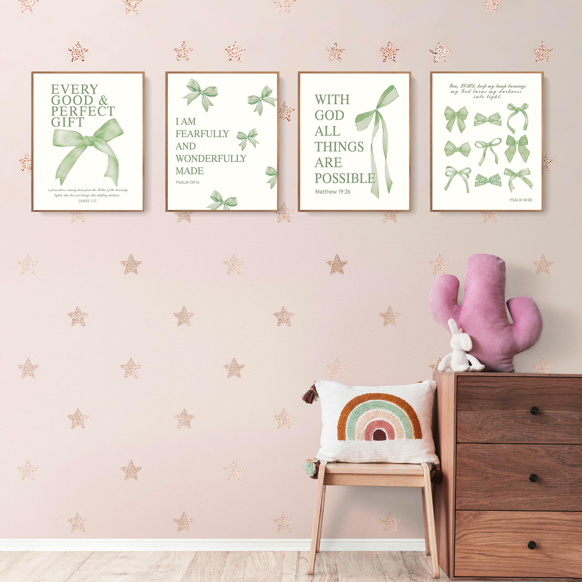 LARTSFRO Coquette Sage Green Bow Wall Art Decor Posters, Sage Green Bow Room Bedroom Bathroom Dorm Wall Art Decor Aesthetic for