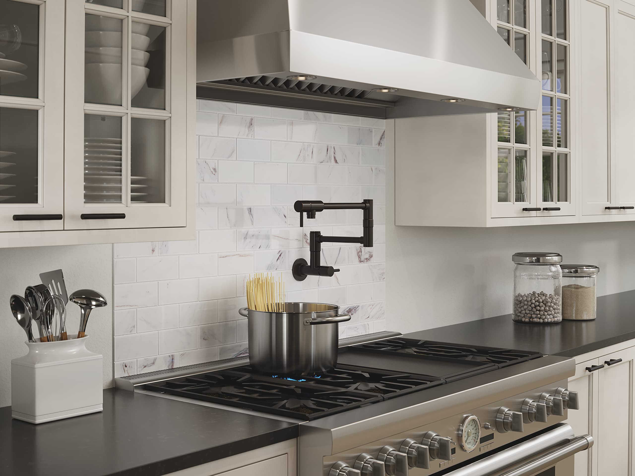 Pfister Gt533-Pfy Lita 2-Handle Wall Mount Pot Filler, Tuscan Bronze