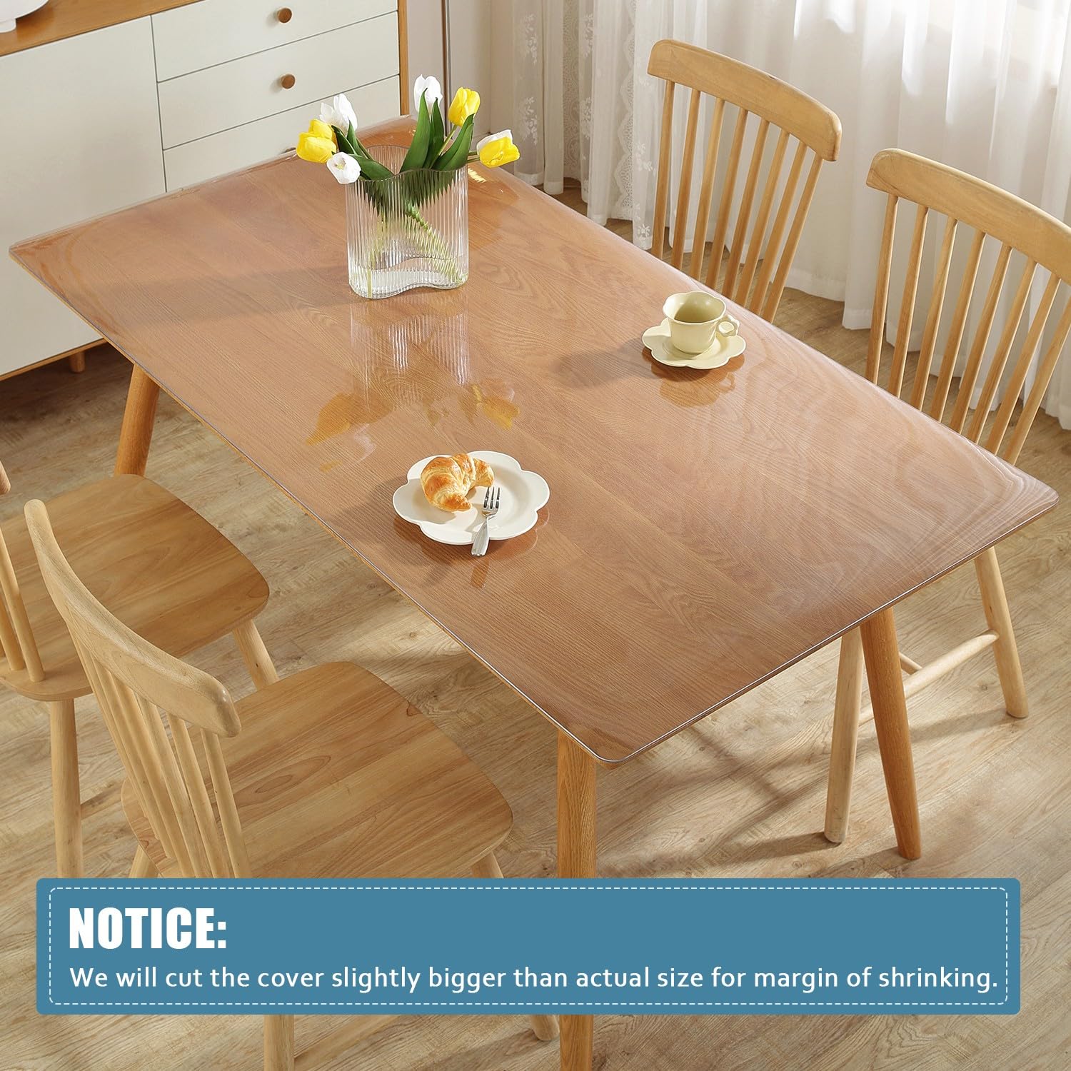 Ostepdecor Clear Table Protector 20 X 72 Inch, 1.5Mm Thick Plastic Table Cover Rectangle, Vinyl Tablecloth Protector, Desk Prote