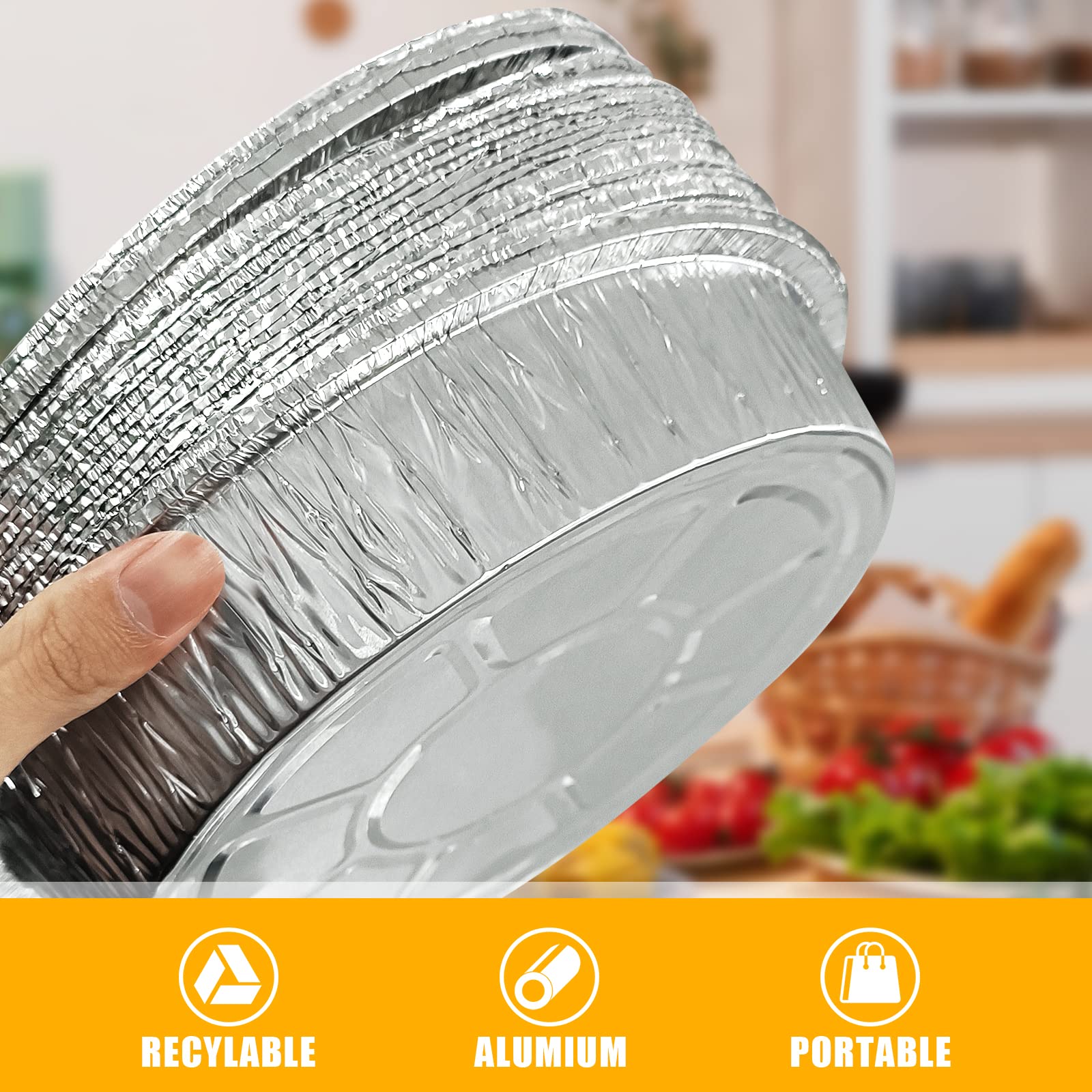 Rtudopuyt 9 Inch Disposable Pie Pans, 15Pc Aluminum Foil Pie Tins, Aluminum Foil Pans For Tart Baking, Storing, Serving & Reheat