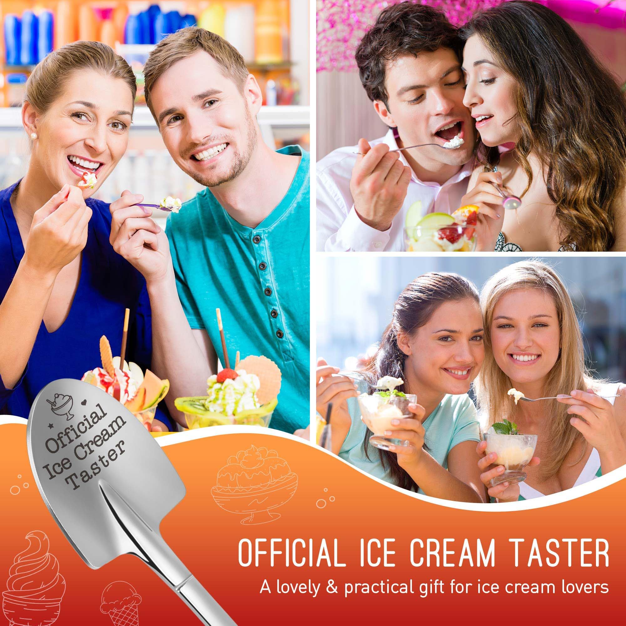 Funny Ice Cream Spoons Gift for Ice Cream Lovers, Engraved Spoon Official Ice Cream Taster, Unique Christmas Stocking Stuffers P
