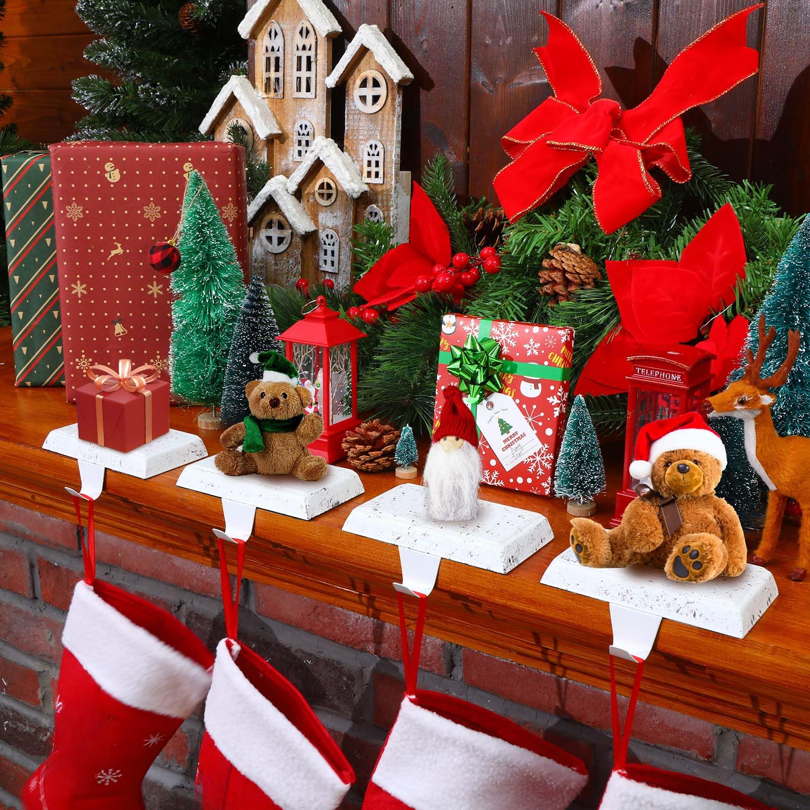 Zhengmy 2 Pcs Christmas Stocking Holders for Mantle Weighted Stocking Holder Fireplace Hangers for Xmas Holiday Party Decoration