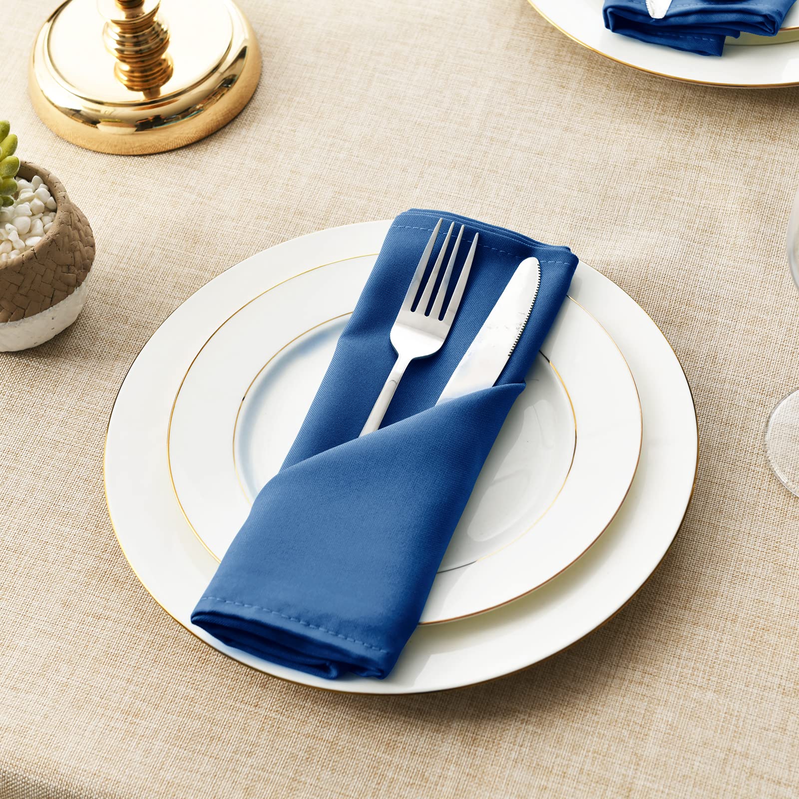 Hiasan Royal Blue Cloth Napkins Set Of 6, 18 X 18 Inch, Washable Pink Dinner Napkins With Hemmed Edges For Restaurant, Wedding A
