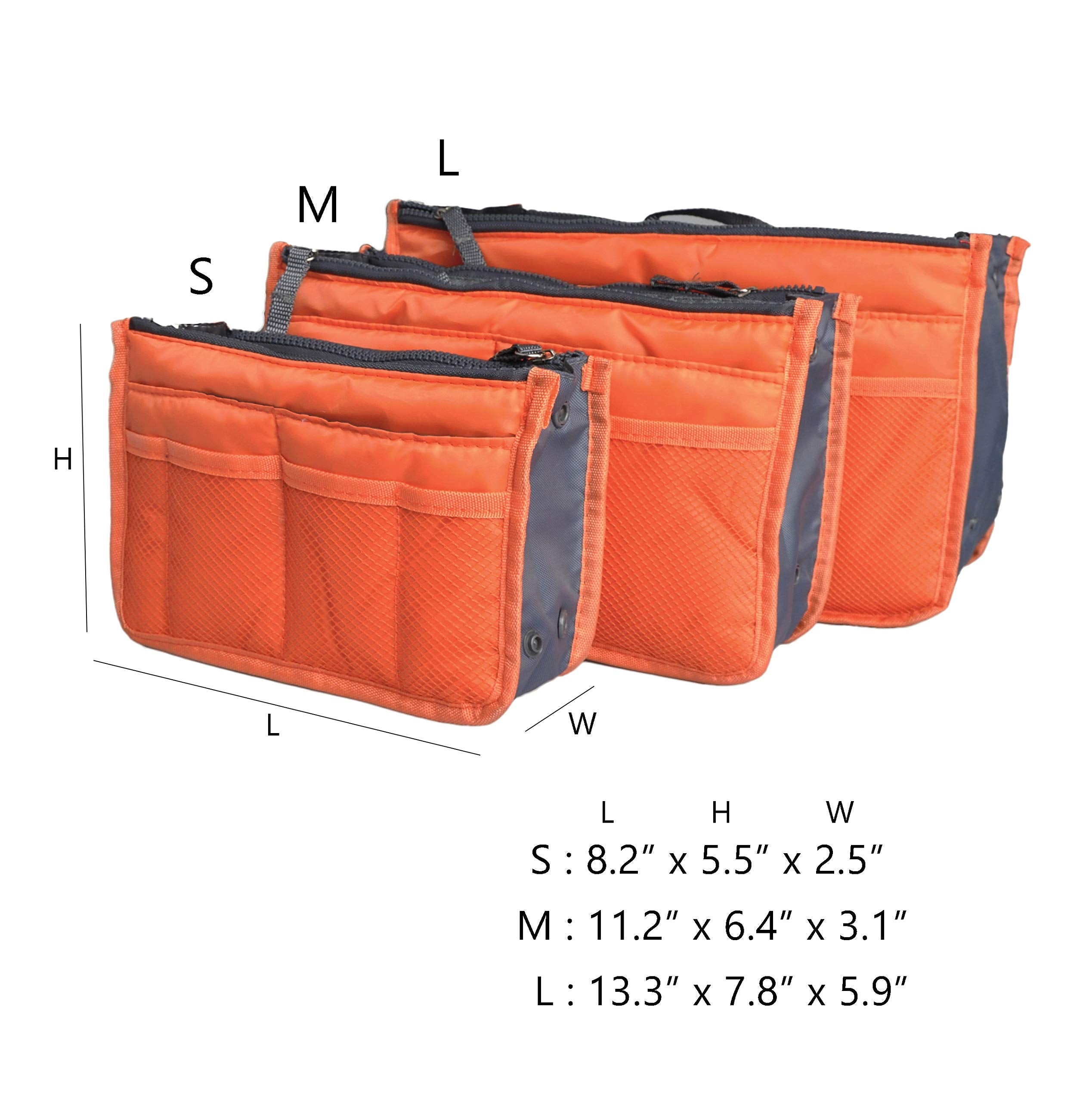 Vercord Purse Organizer Insert For Handbags Bag Organizers Inside Tote Pocketbook Women Nurse Nylon 13 Pockets Orange Small