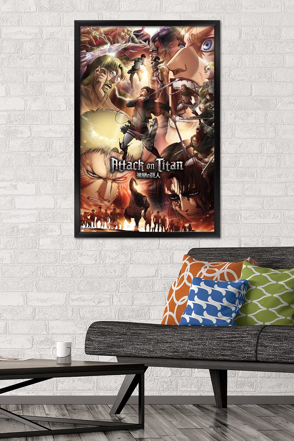 Trends International Attack On Titan: Season 3 - Key Art Wall Poster, 22.37'' X 34.00'', Black Framed Version