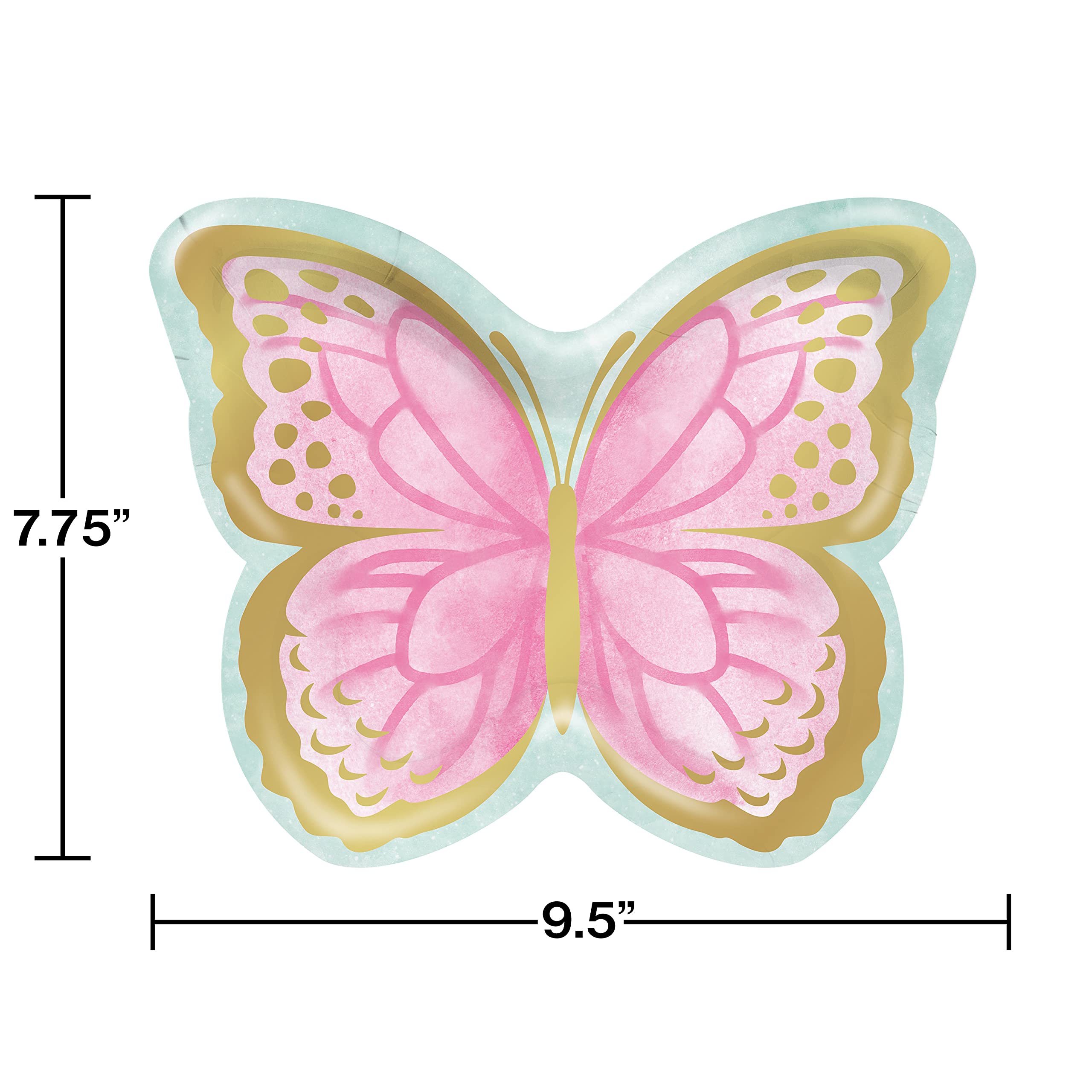 Creative Converting Golden Butterfly Shaped Paper Plates, 8 Ct
