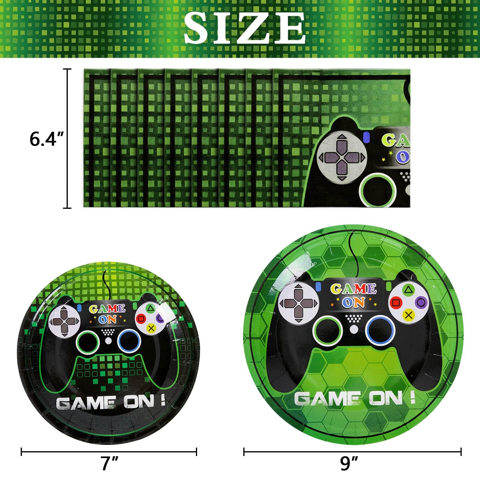 Wernnsai Game Party Supplies Kit - Video Game Themed Party Packs Game Lovers Dinner Dessert Plates Napkins Gaming Party Favor Fo