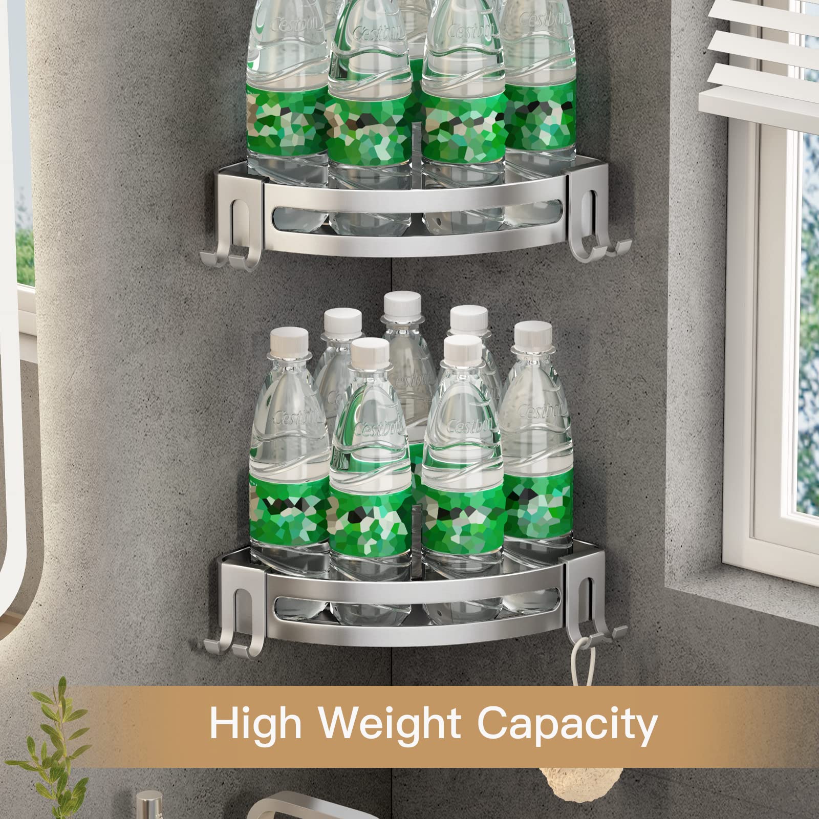 Volpone Corner Shower Shelves With Hooks Corner Shower Storage Rack Rustproof Corner Tub Organizer Drill Free Corner Shampoo Hol
