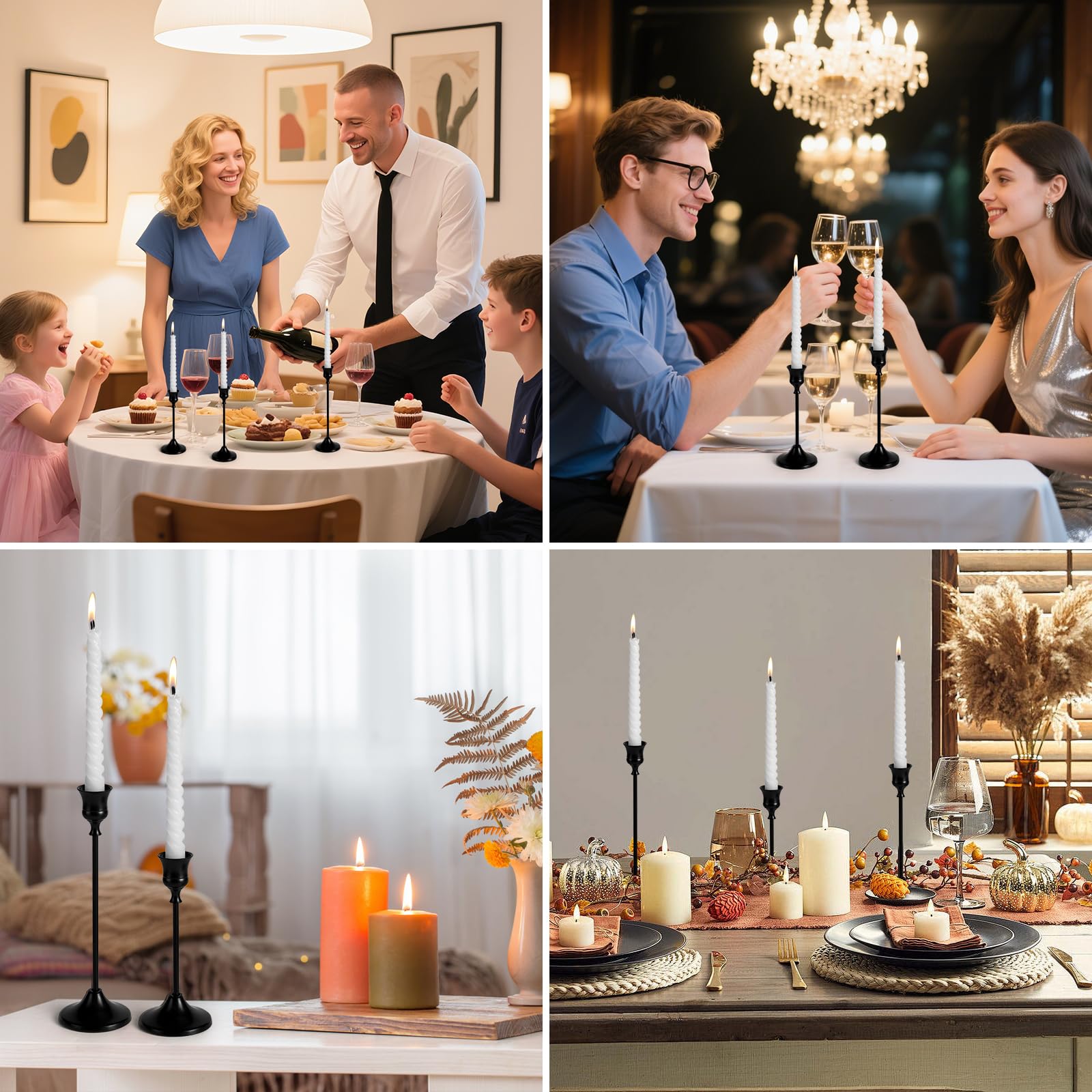 Tunyet Candlestick Holders, 6PCS Metal Taper Candle Holder, Black Candle Holders for Candlesticks, Candle Holder for Wedding Fir