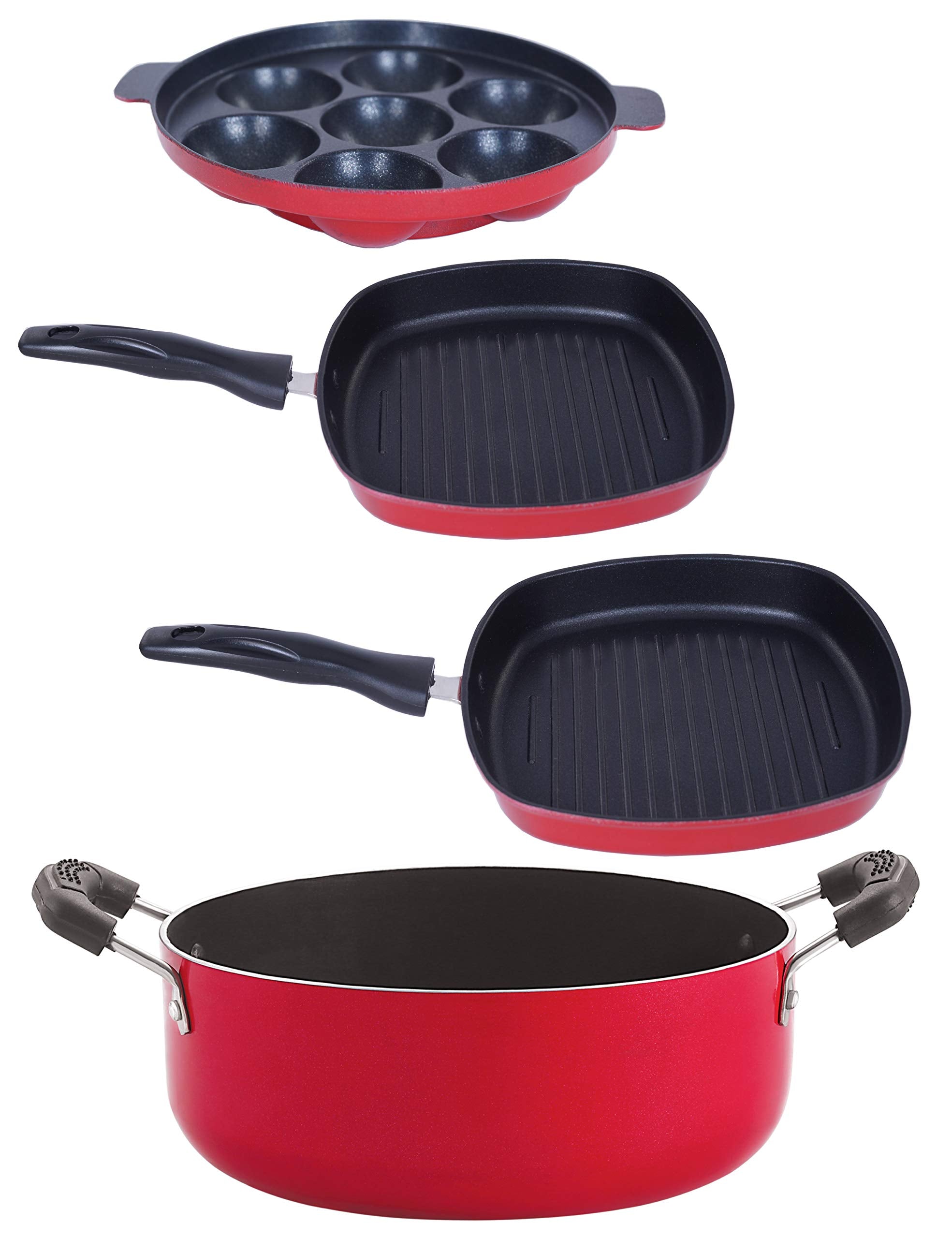 Nirlon Gas Compatible NonStick Cookware Set (Ap7_Gp22.5_Gp24.5_Cs24)