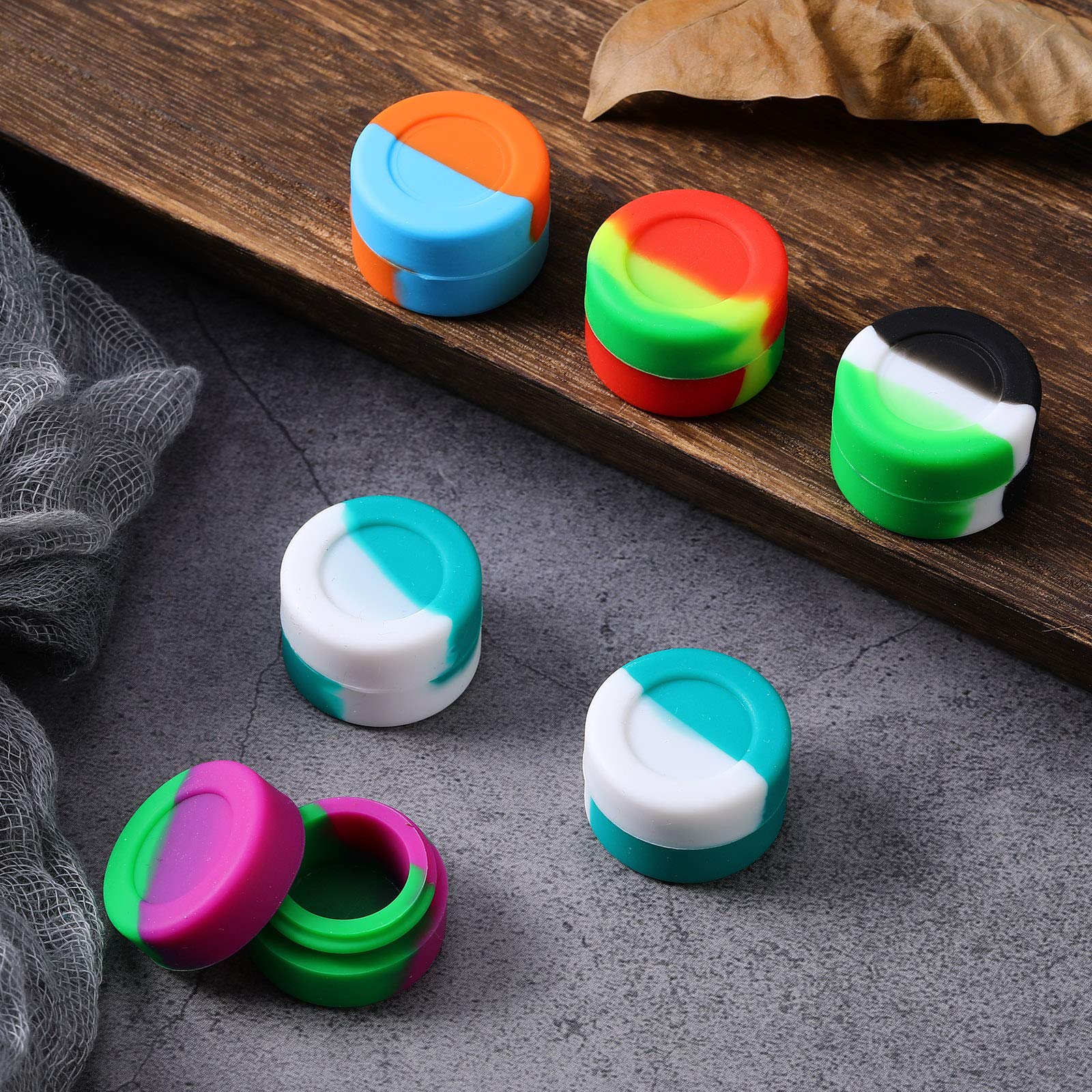 200 Pieces Silicone Wax Containers Non Stick Silicone Wax Containers Multi Use Storage Jars Oil Concentrate Bottles for Home Kitchen Travel  Assorted Colors (2 ml)
