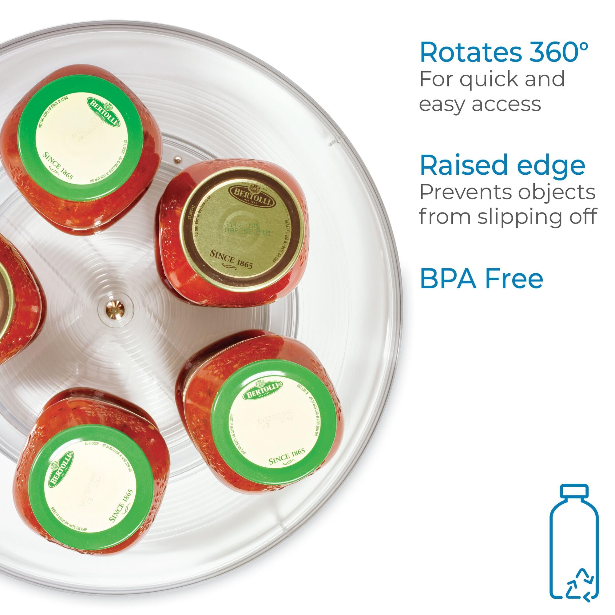 Idesign Recycled Plastic Lazy Susan Turntable Organizer Pantry, Bathroom, General Storage And More, The Linus Collection, 14'' I