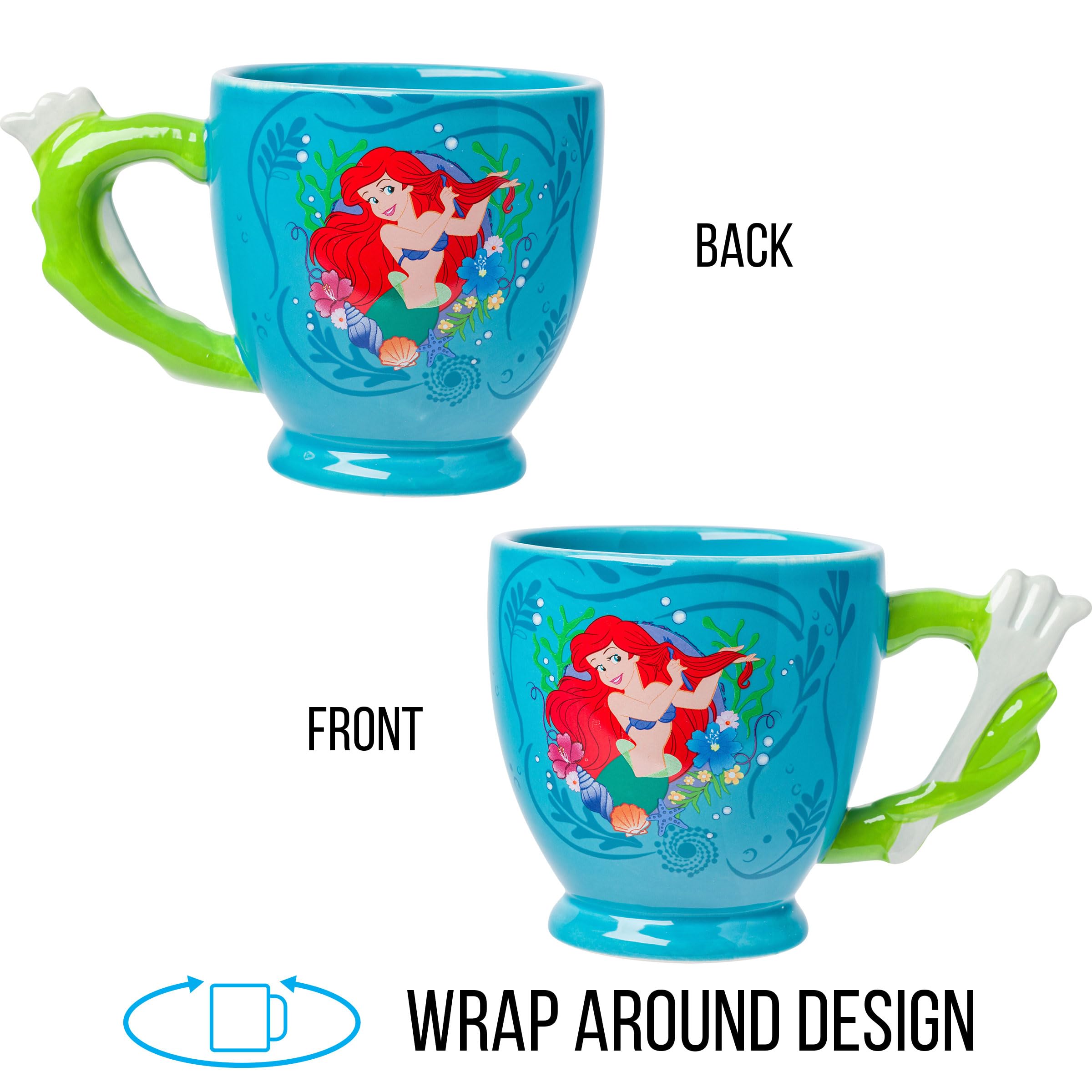 Silver Buffalo Disney Princess Ariel Dinglehopper Hair Brush Shaped Handle Ceramic Mug, 20 Ounces