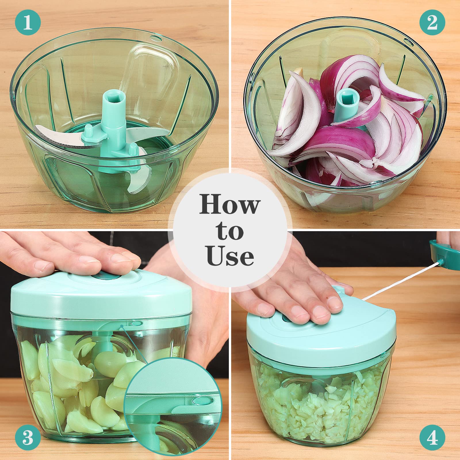 Cambom Food Chopper Vegetable Cutter, Chopper Hand String Vegetable Chopper Onions Cutter For Vegetable Fruits Nuts Bpa Free Foo