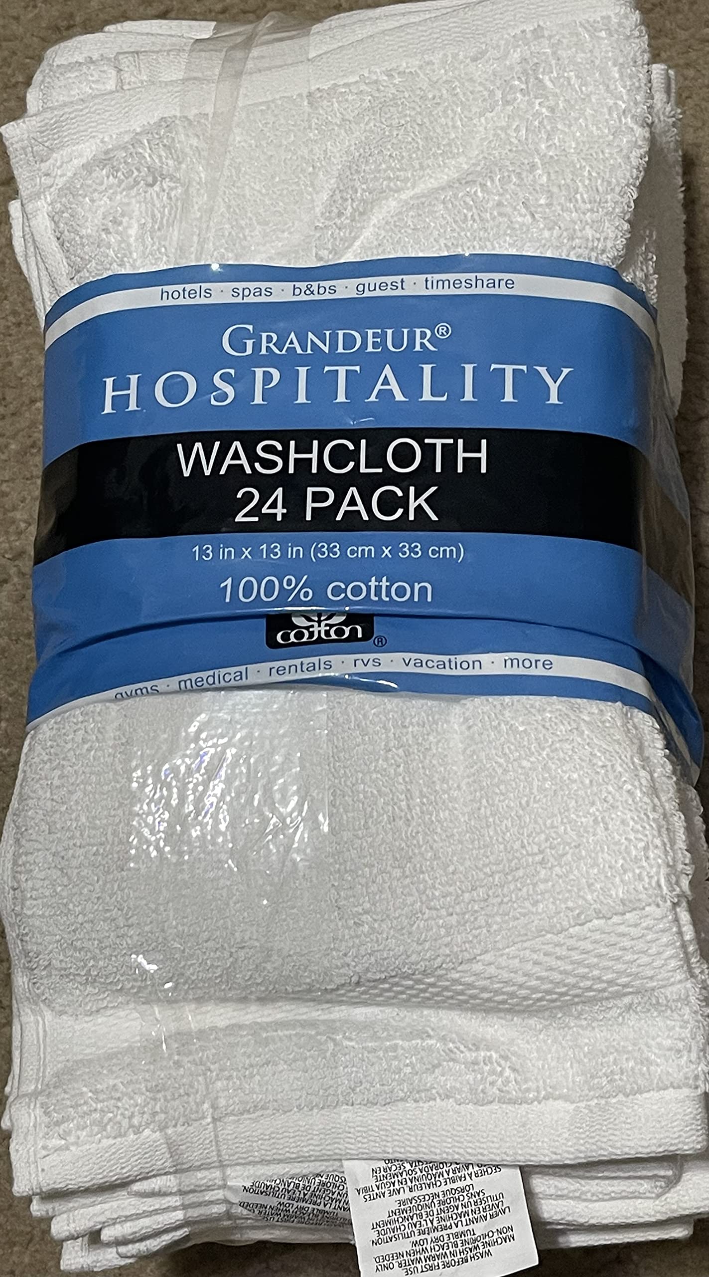 Grandeur Hospitality Towels, Wash Cloth 24-Piece