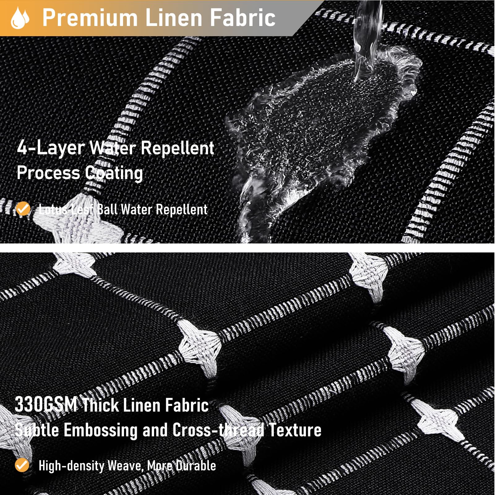 Bttn Boho Farmhouse Shower Curtain, Linen Heavy Duty Fabric Shower Curtain Set With Tassel, Water Repellent, Bohemian Vintage Co