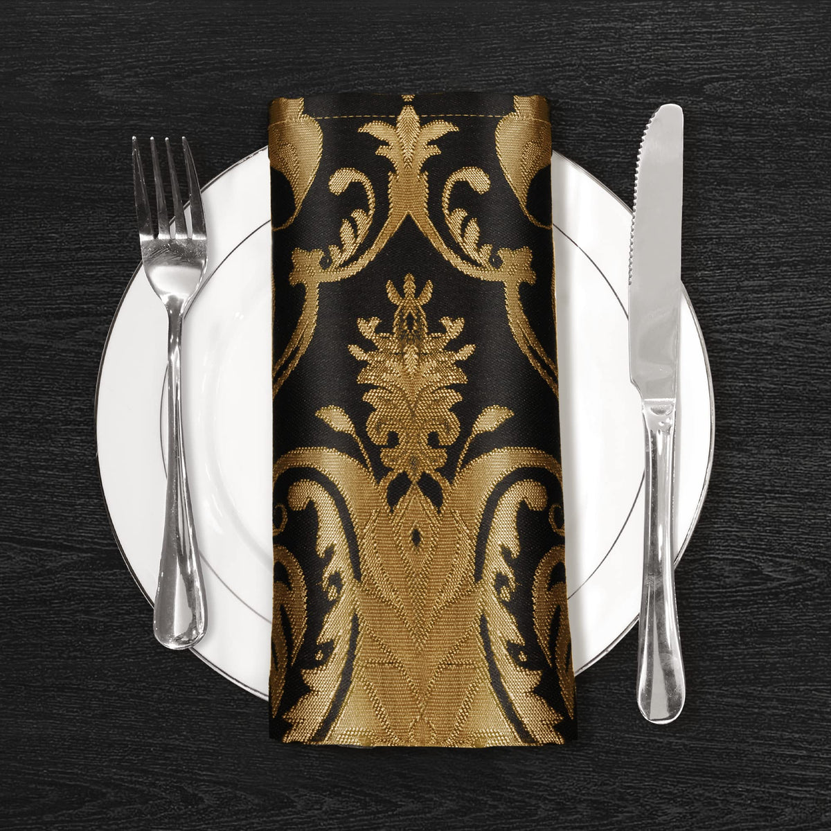 Loom And Mill Luxury Cloth Napkins 18X18 Inch, 4 Pack Classic Damask Jacquard Dinner Napkins For Dining Kitchen Party Halloween