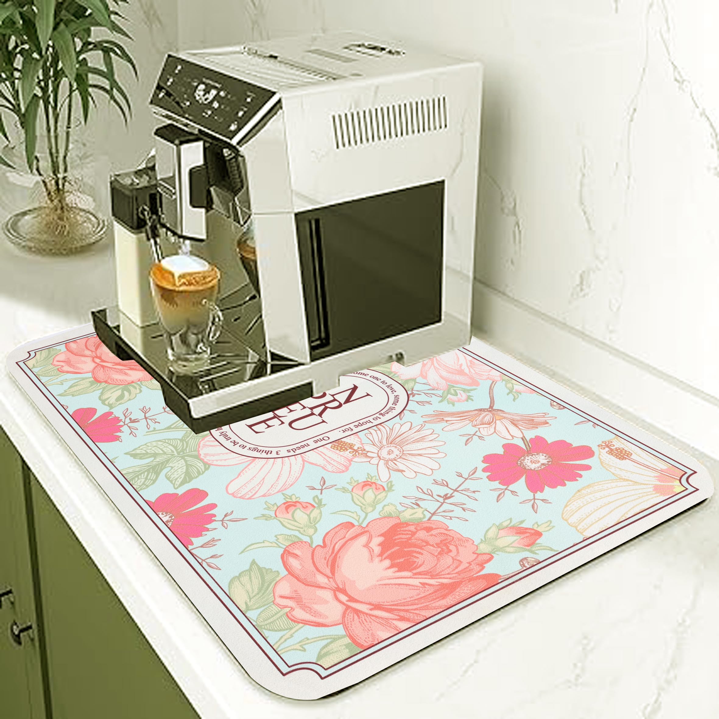 Homecloud Dish Drying Mat For Kitchen Counter Hide Stain Super Absorbent, Non-Slip, Heat-Resistant, Great For Dishes,Rack Pad, K