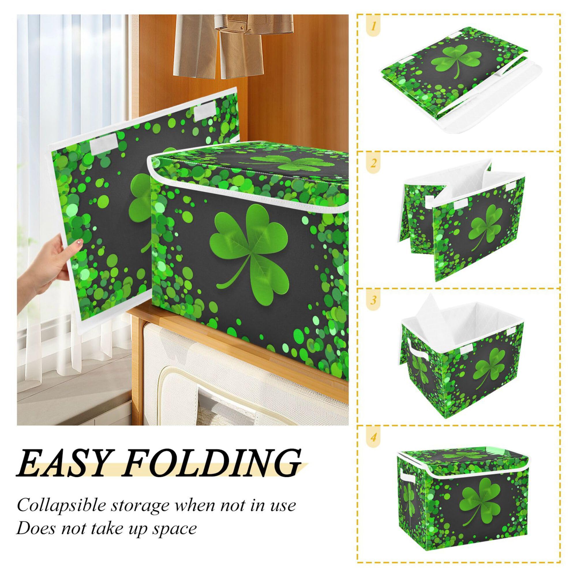 Xigua St. Patrick'S Day Storage Bins With Lids And Carrying Handle,Foldable Storage Boxes Organizer Containers Baskets Cube With