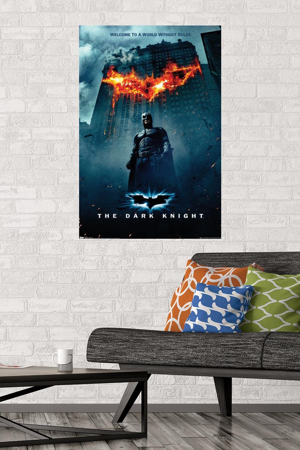 Trends International Dc Comics - The Dark Knight - Batman Logo On Fire One Sheet Wall Poster, 22.375'' X 34'', Unframed Version