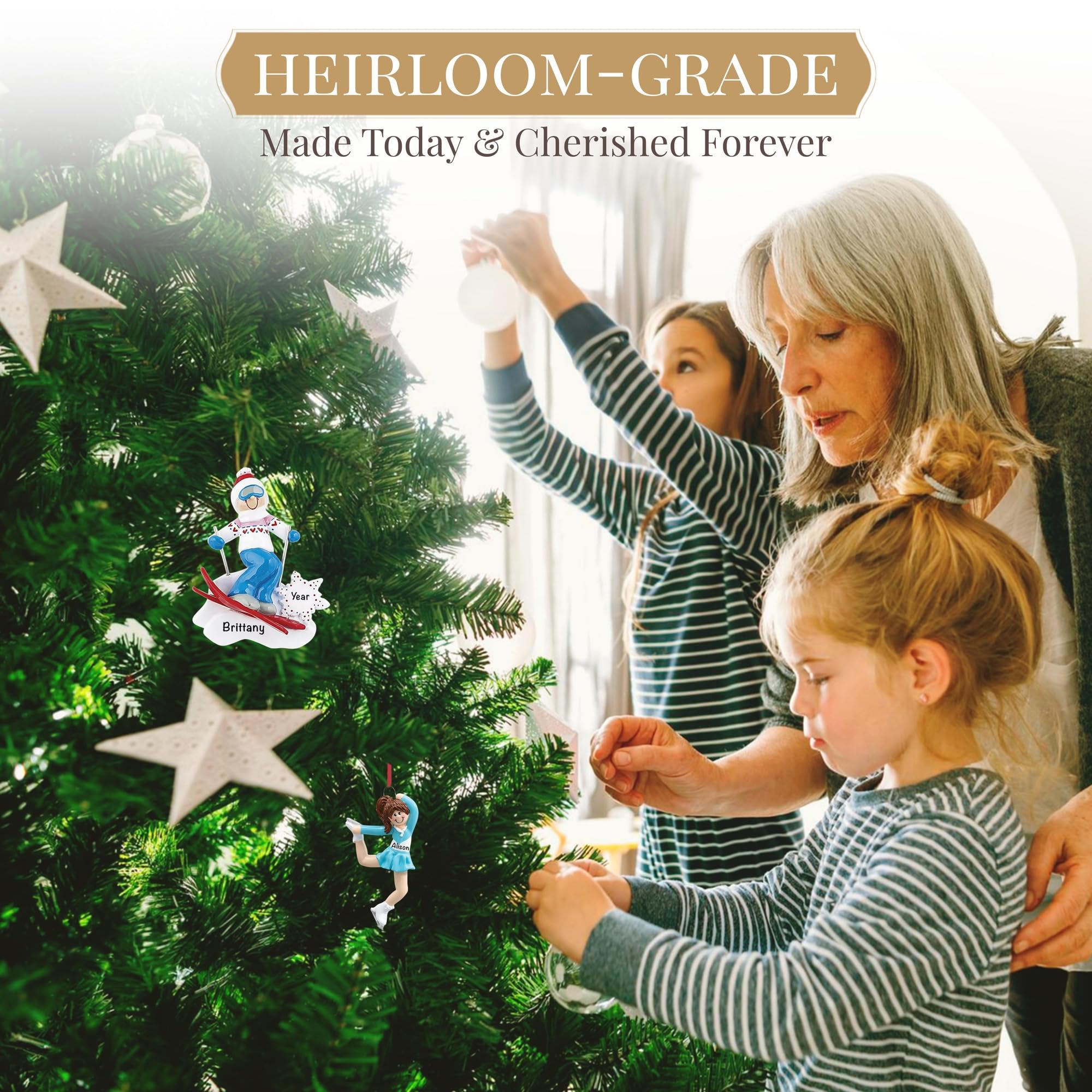 Personalized Ski Ornament 2025 | Free 24h Customization | Laser Engraved Sport Christmas Ornaments for Tree | Custom Gift Wrappe
