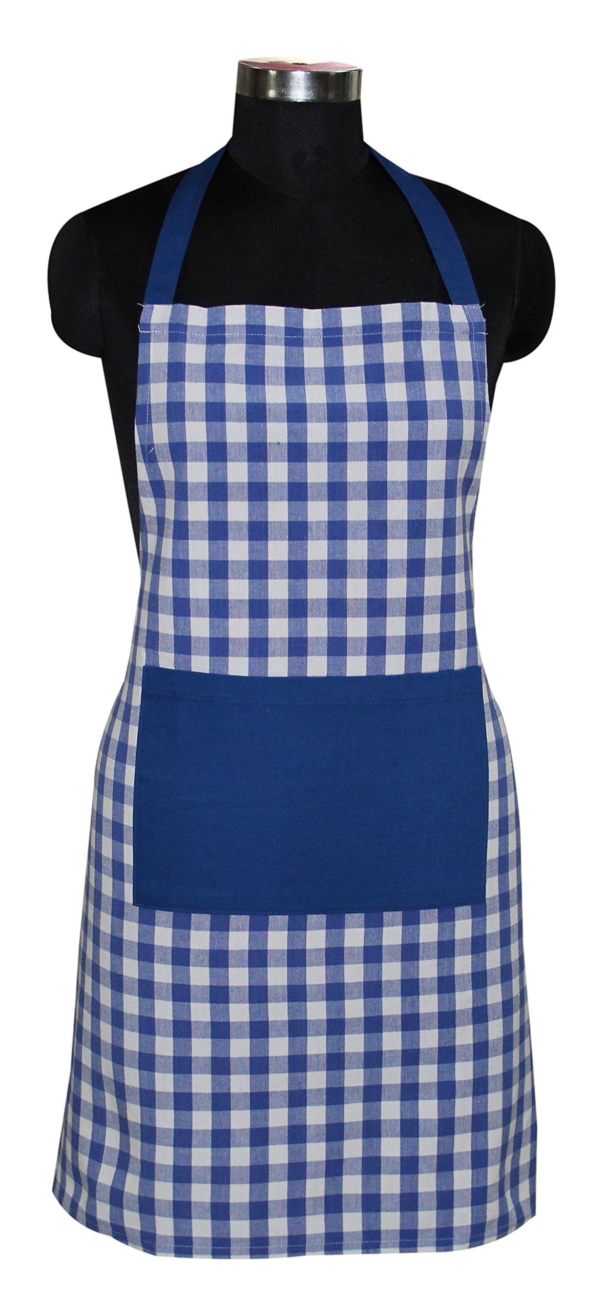Airwill, 100% Cotton Designer Yarndyed Checked Aprons, Sized 65Cm In Width & 80Cm In Length With 1 Center Pocket, Adjustable Bu