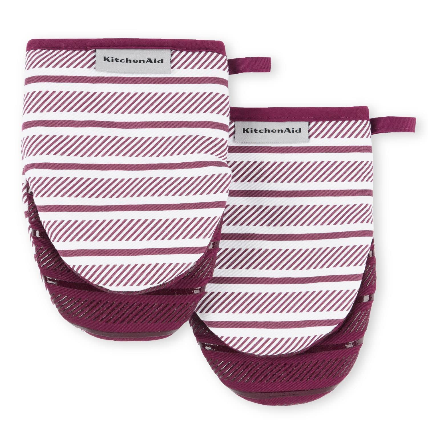 KitchenAid Albany Mini Oven Mitt 2-Pack Set, Beet, 5.5x8
