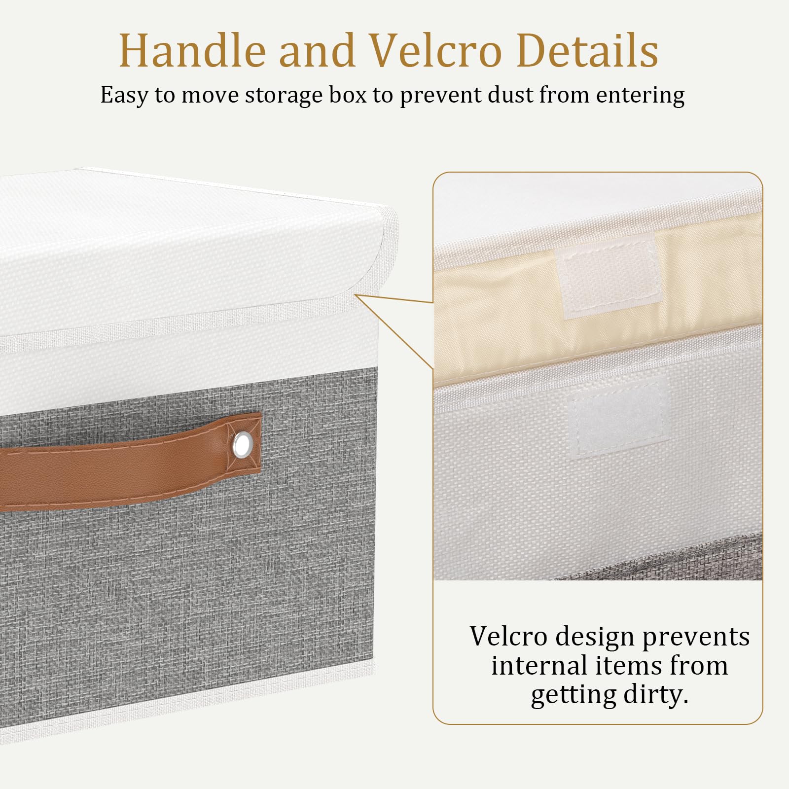 OUTBROS Foldable Storage Boxes with Lids Large Linen Fabric Foldable Storage Boxes Organizer Closet Organizers for Clothes Storage  Office Storage 15 x 9.8 x 9.8 inch White/Grey 5-Pack