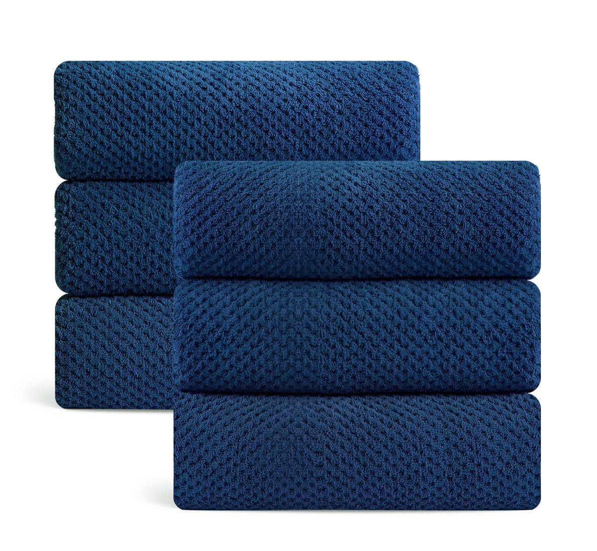 8-Piece Navy Bath Towel Set, 2 Extra Large Bath Towel Sheets, 2 Hand Towels And 4 Washcloths - Highly Absorbent Quick Dry Microf