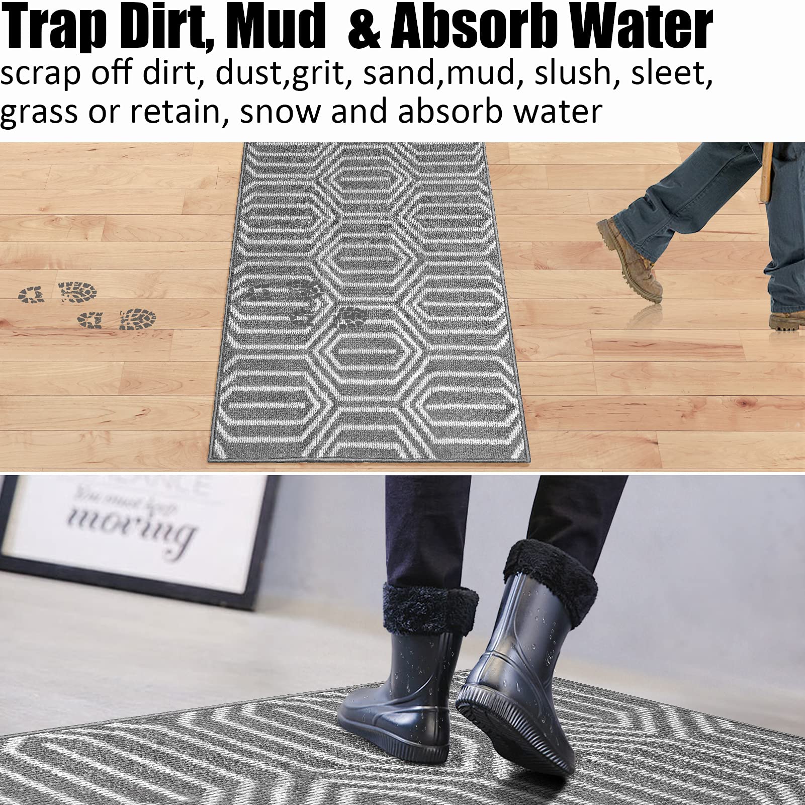 Indoor Doormat 36''X 59'', Absorbent Front Back Door Mat Floor Mats, Rubber Backing Non Slip Door Mats Inside Entrance Door Runn