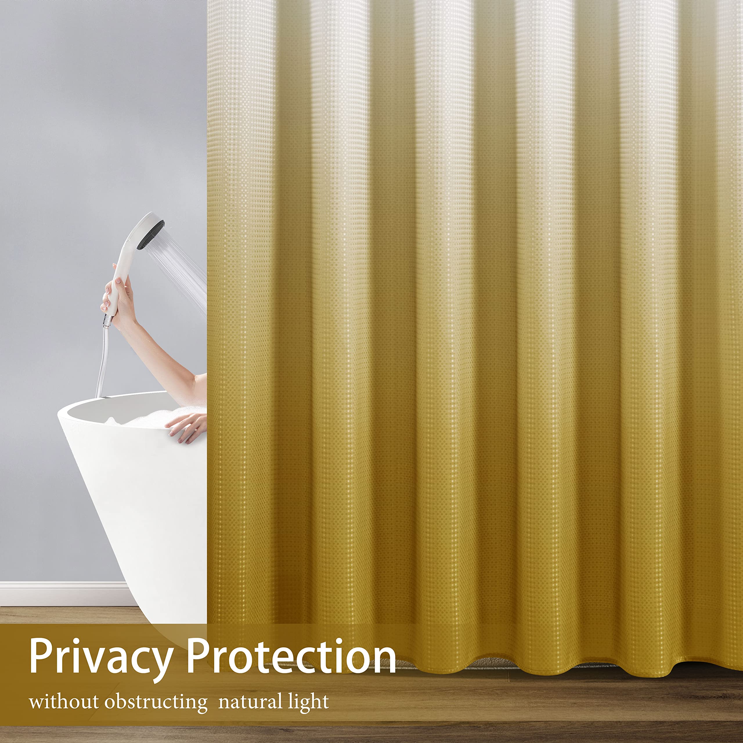 Sunflower Yellow Shower Curtains For Bathroom Set With Hooks Ombre Waffle Textured Water Resistant Polyester Fabric Shower Curta