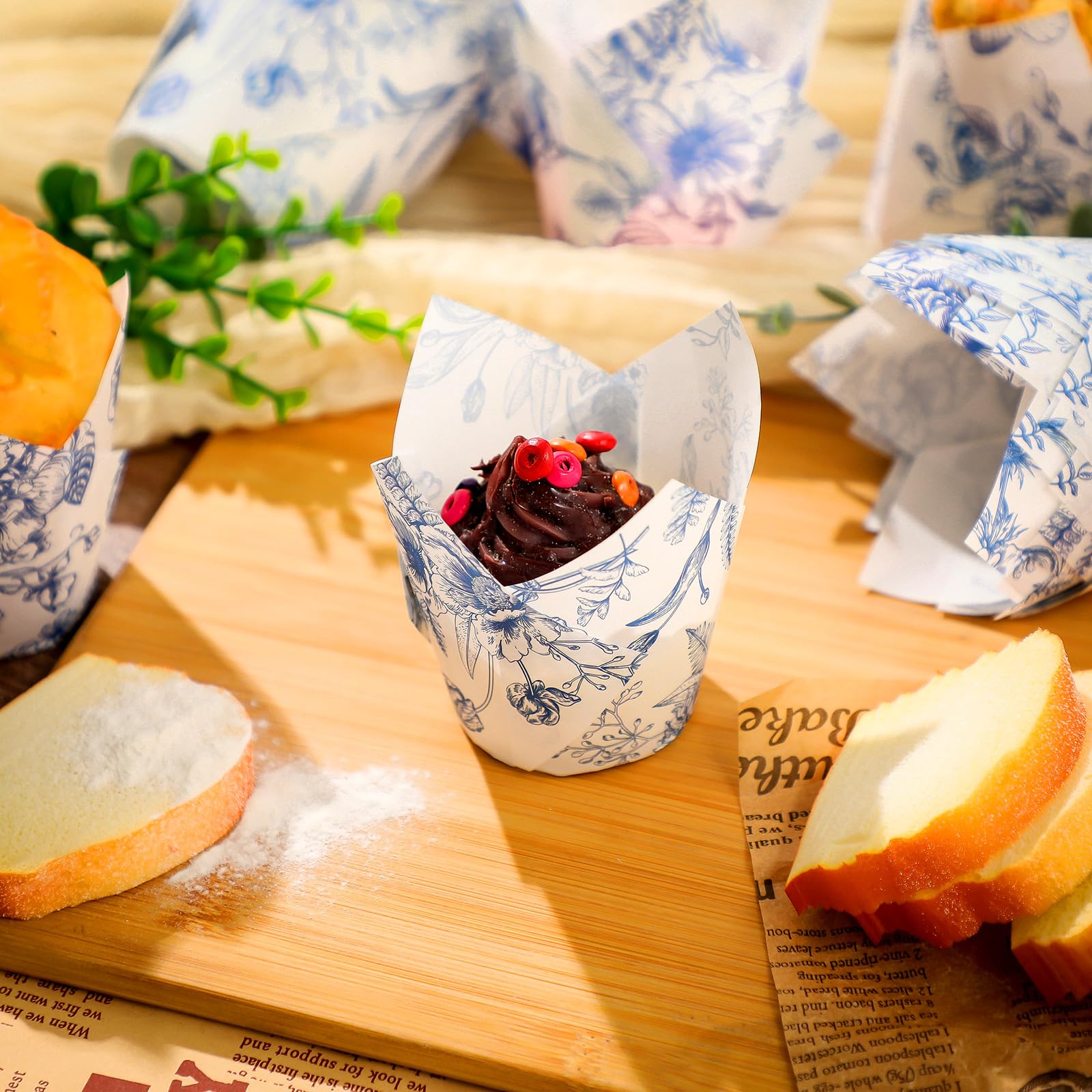 400 Pcs Floral Baking Cups Paper Cupcake Liners Muffin Liners Watercolor Flower Cupcake Wrappers For Tea Party Wedding Birthday