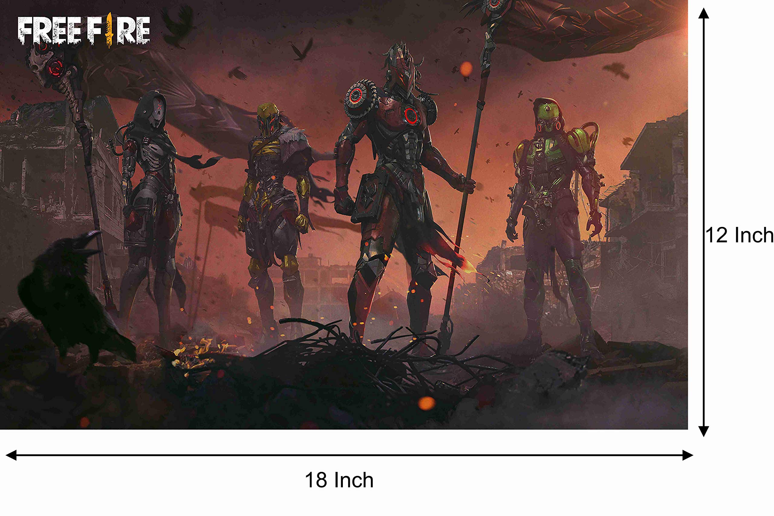 Baldau Prints Free Fire Game Wall Poster For Room (Gloss Laminated, 12X18 Inch, 300 Gsm) F-233