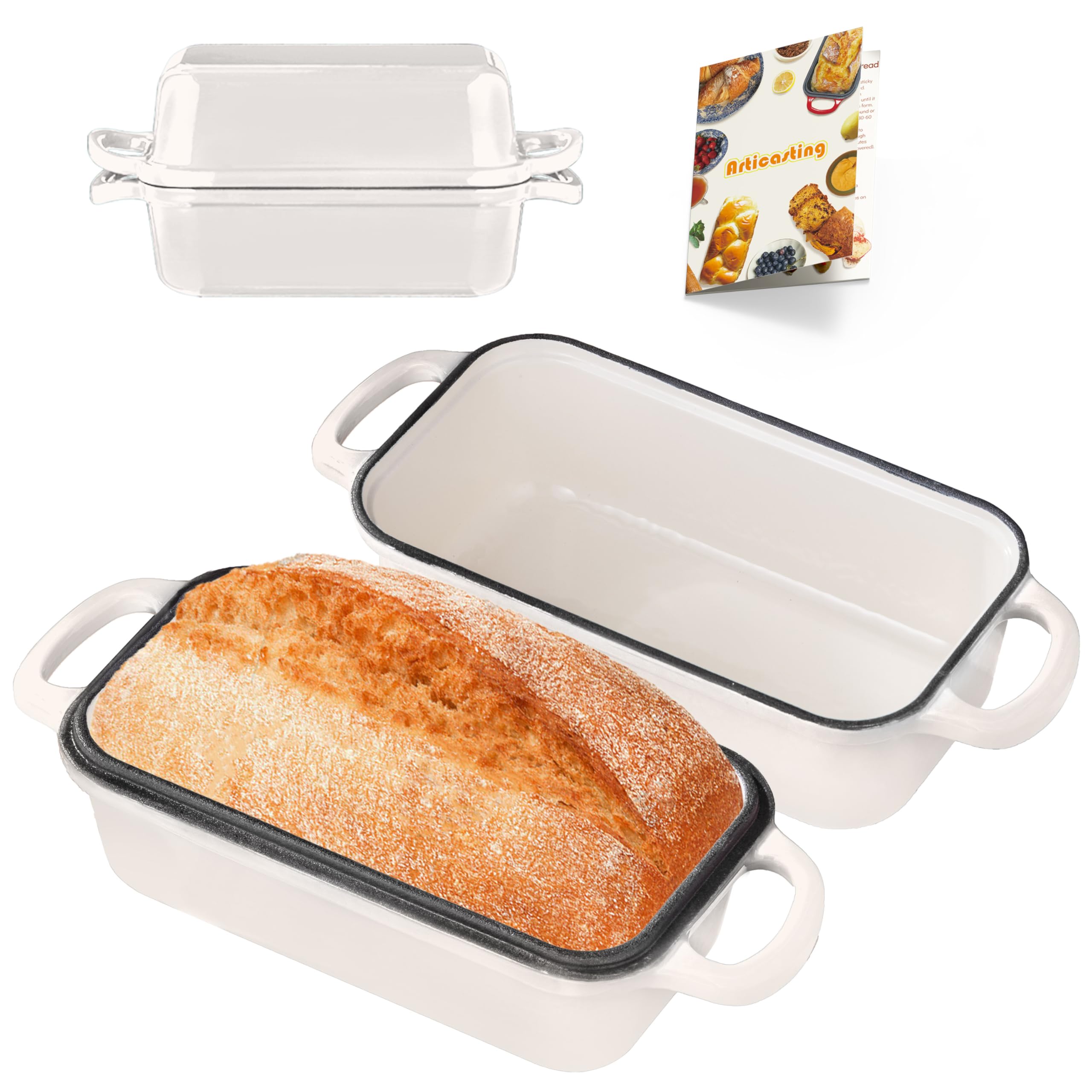 Articasting Cast Iron Bread Loaf Pan with Lid, Loaf Pans for Baking Bread 9x5, Enameled Bread Pans for Homemade Bread, Sourdough