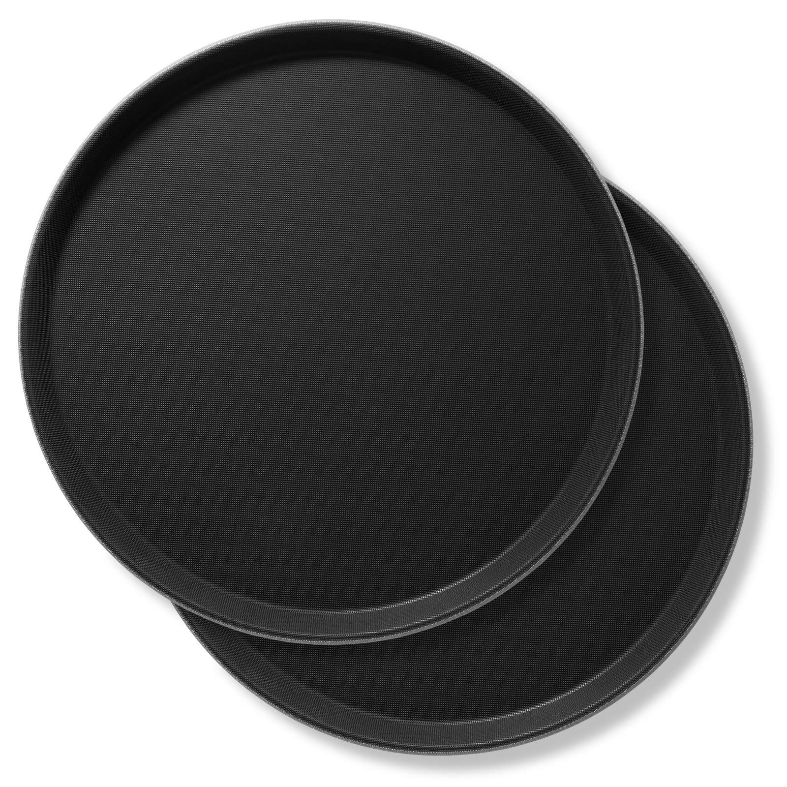 Jubilee 14'' Round Restaurant Serving Trays (Set Of 2), Black - Nsf Certified Non-Slip Food Service Tray