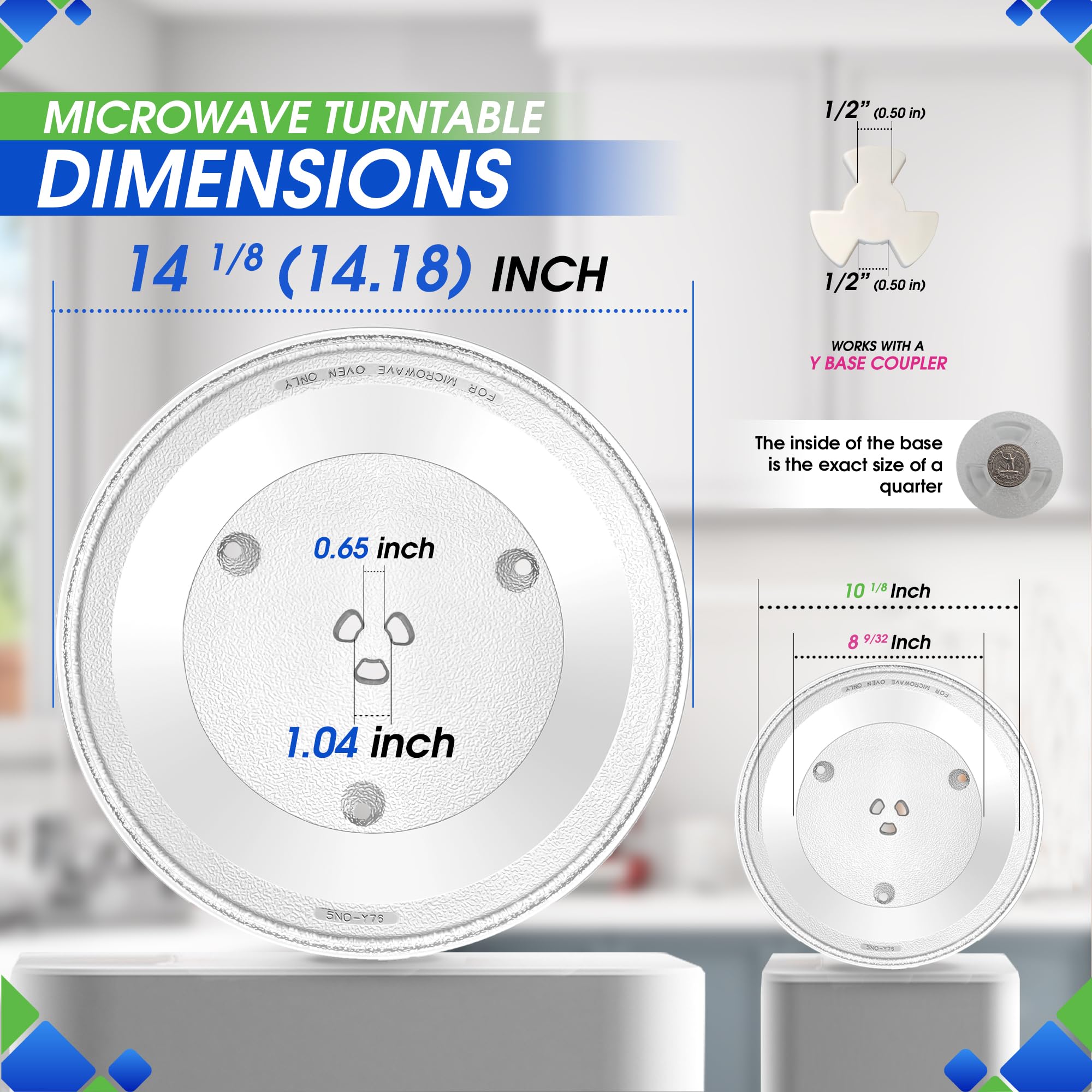 Microwave Plate Replacement 14 1/8'' Fits Ge Wb49X10063 Microwave Turntable Plate - Exact Replacement Microwave Glass Plate - Ov