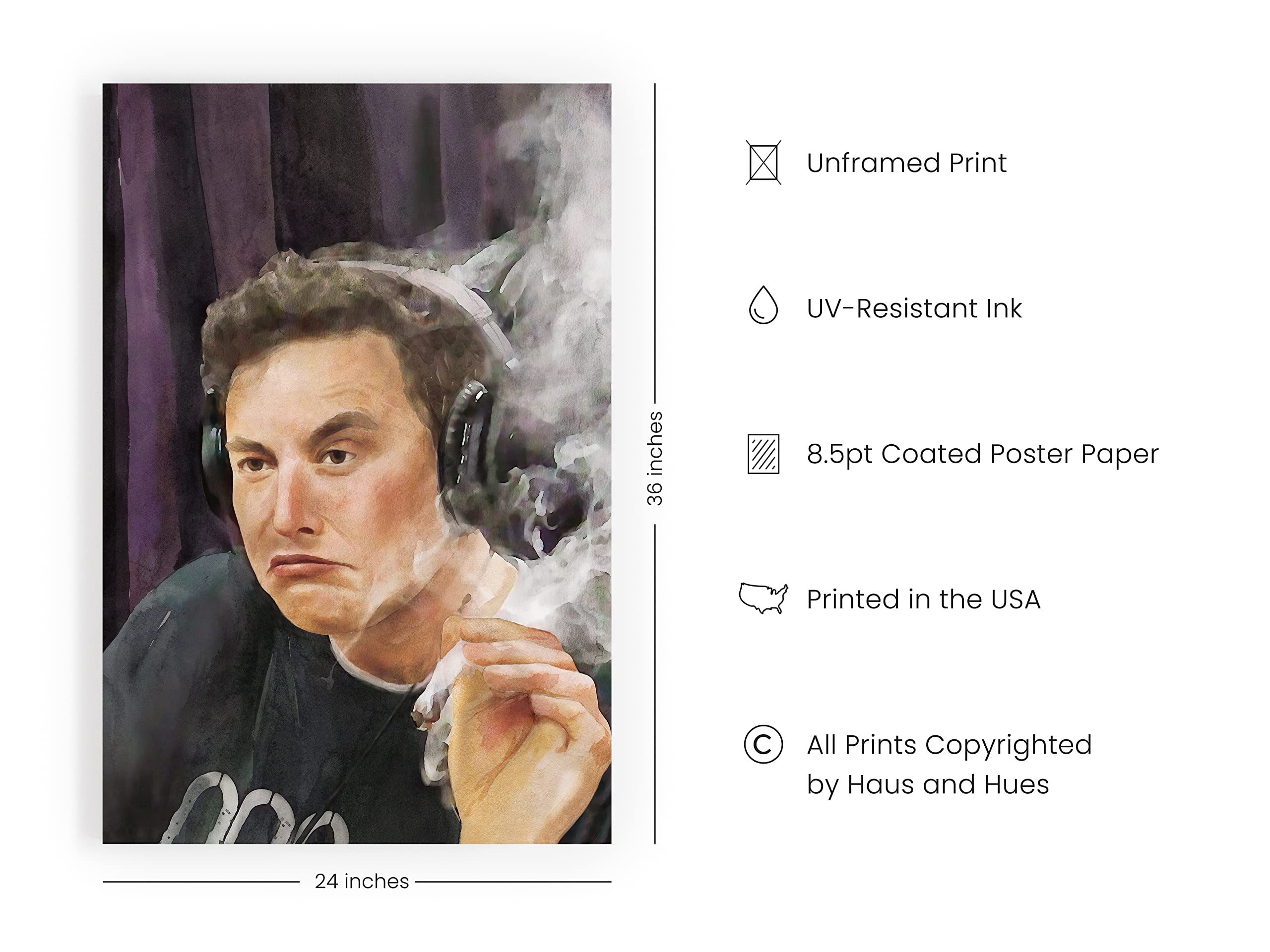 Haus And Hues Elon Musk Posters For College Dorm Trippy Room Decor And Cool Posters For Guys | Funny College Posters For Guys, C
