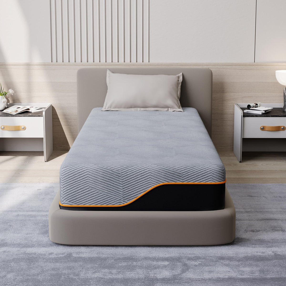 Eshine 14 Inch Memory Foam Mattress Twin Xl - Green Tea Mattress With Gel Memory Foam For Back Pain, 14 Inch Mattress In A Box F