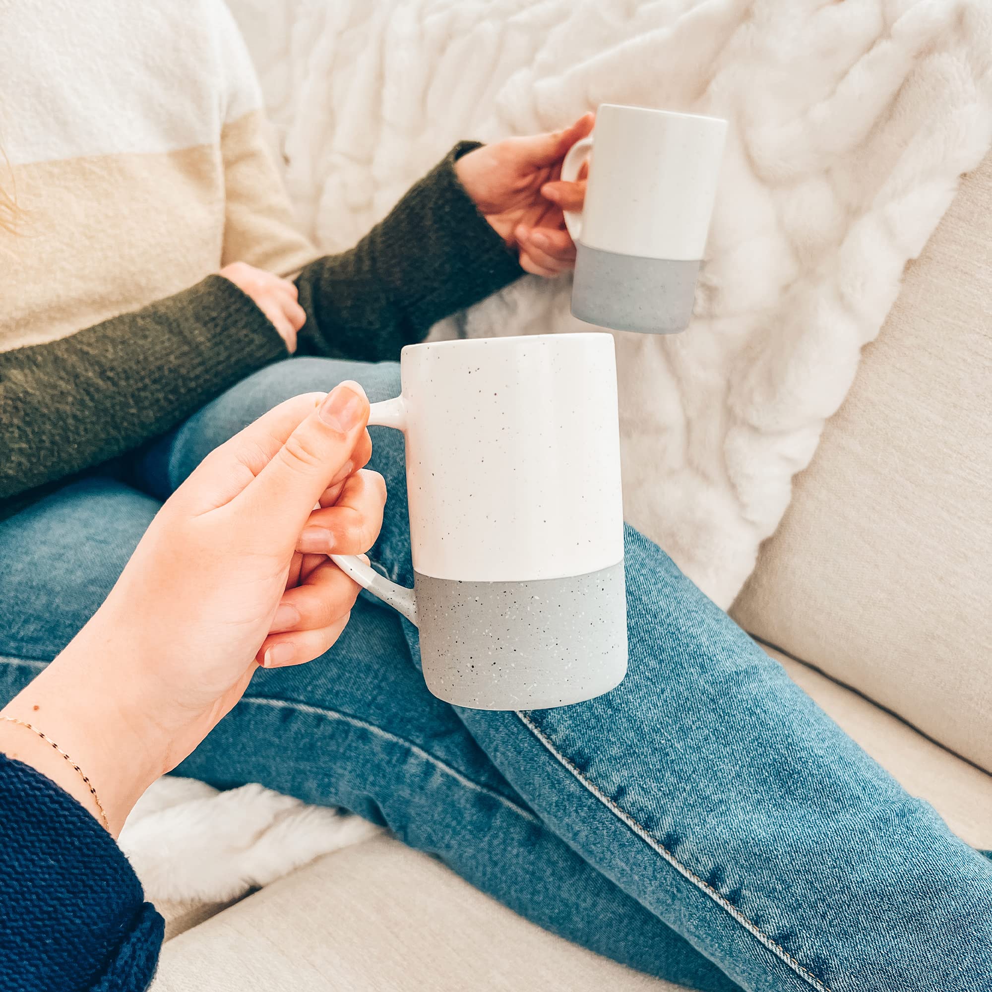 Mora Ceramics 12oz Coffee Mug Set of 4 - Ceramic Tea Cups with Handle - Microwave and Dishwasher Safe, Perfect For Cup or Mug Lo