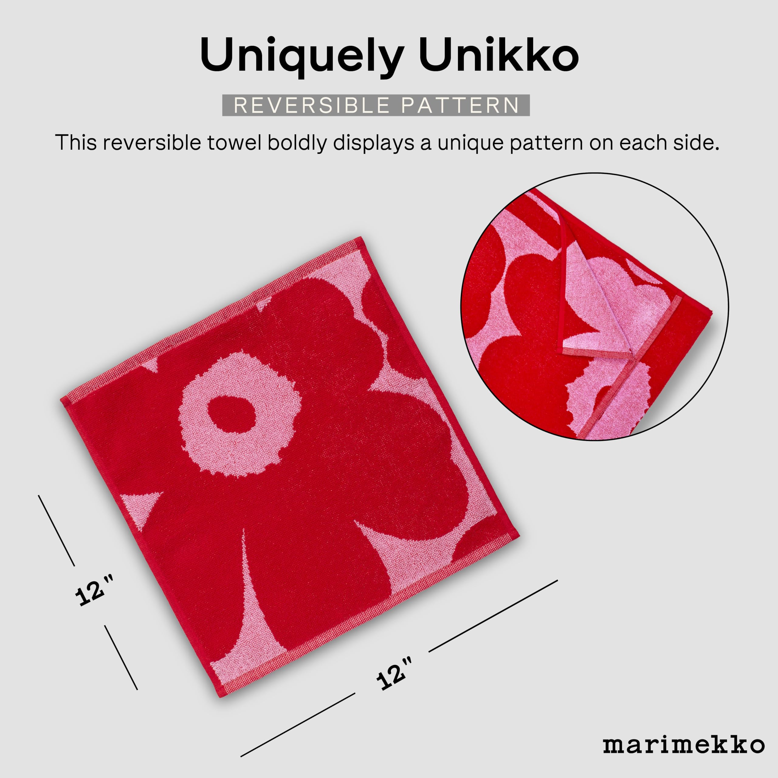 MARIMEKKO Unikko Washcloth – Dark Blue Cotton, 12 in x 12 in, Floral Pattern, Model 070528-851
