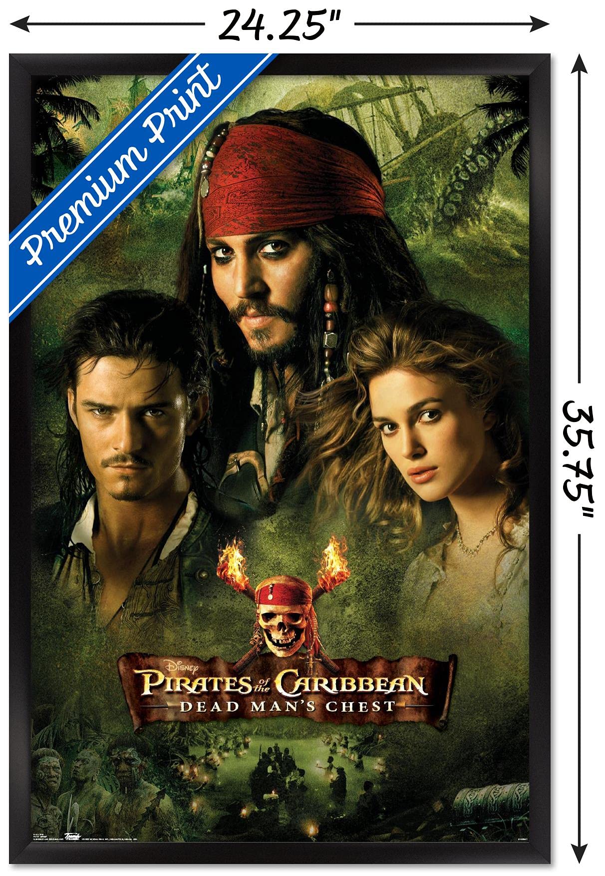 Trends International Disney Pirates Of The Caribbean: Dead Man'S Chest - Group Wall Poster, 22.375'' X 34'', Black Framed Versio