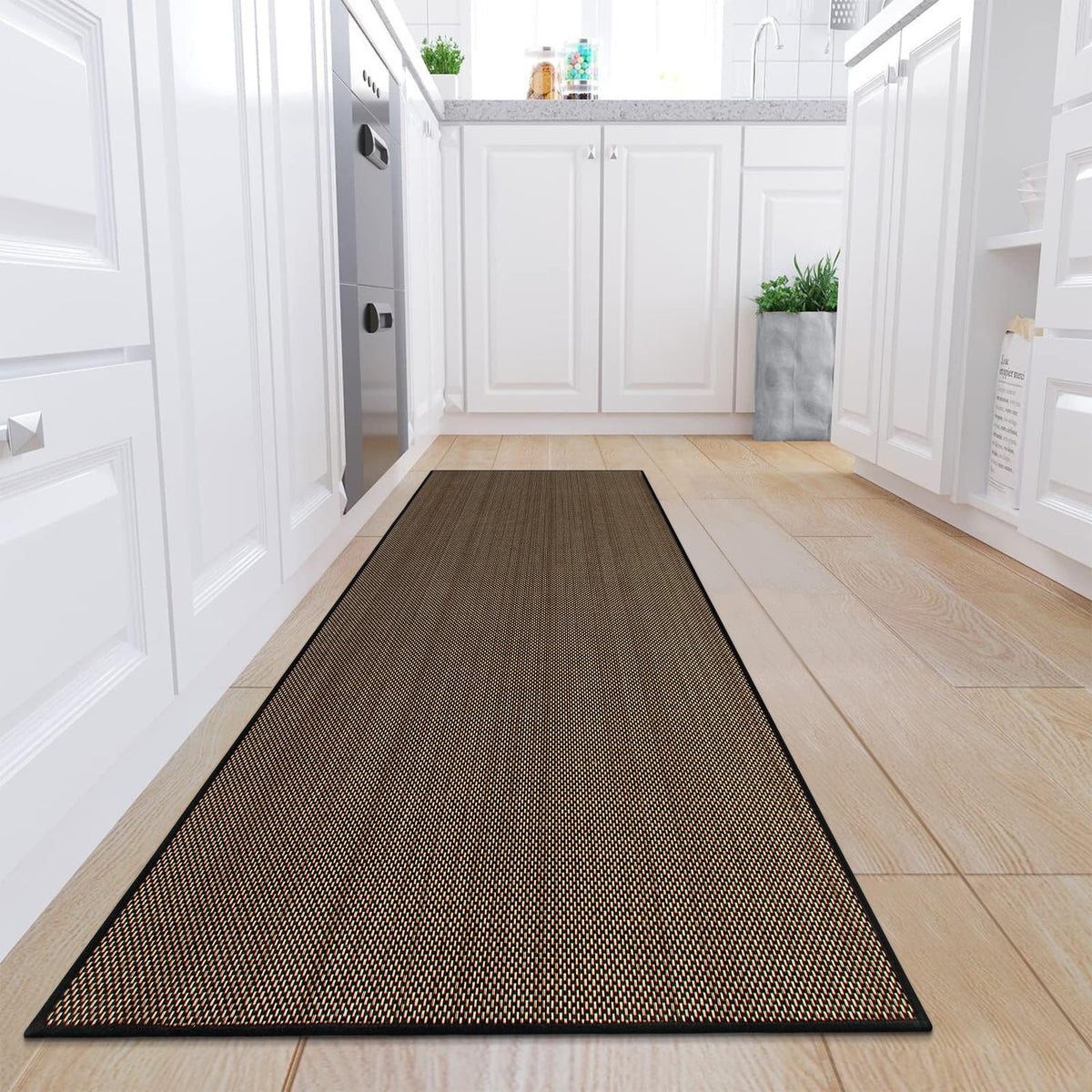 Kimode Kitchen Runner Rug 20''X70'', Non Slip Washable Kitchen Runners, Farmhouse Rugs For Kitchen Floor, Absorbent Black Kitche