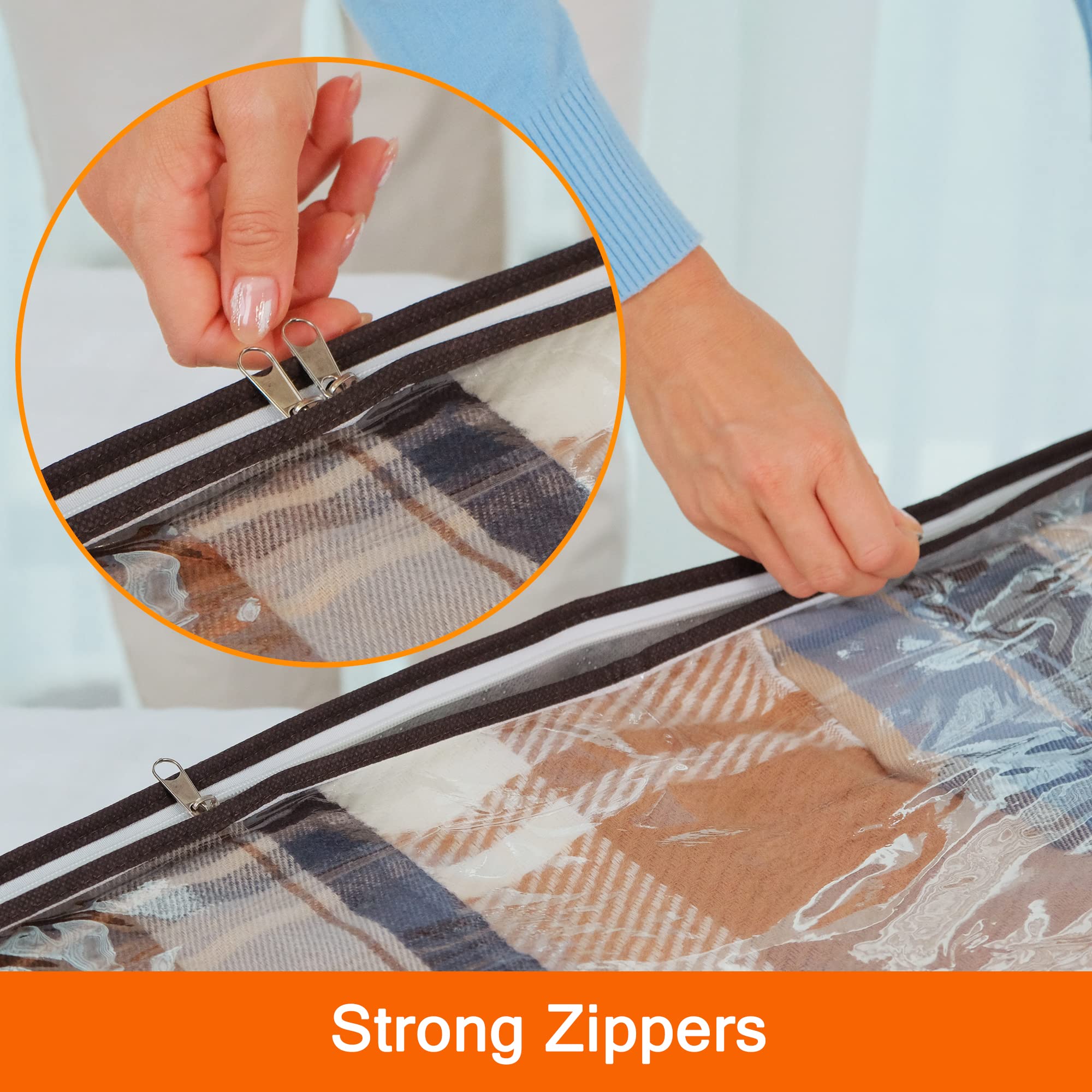 Vieshful 3 Pack Underbed Storage Bags 75L Foldable Clothes Bag Large Capacity Storage Containers with Clear Window Reinforced Ha