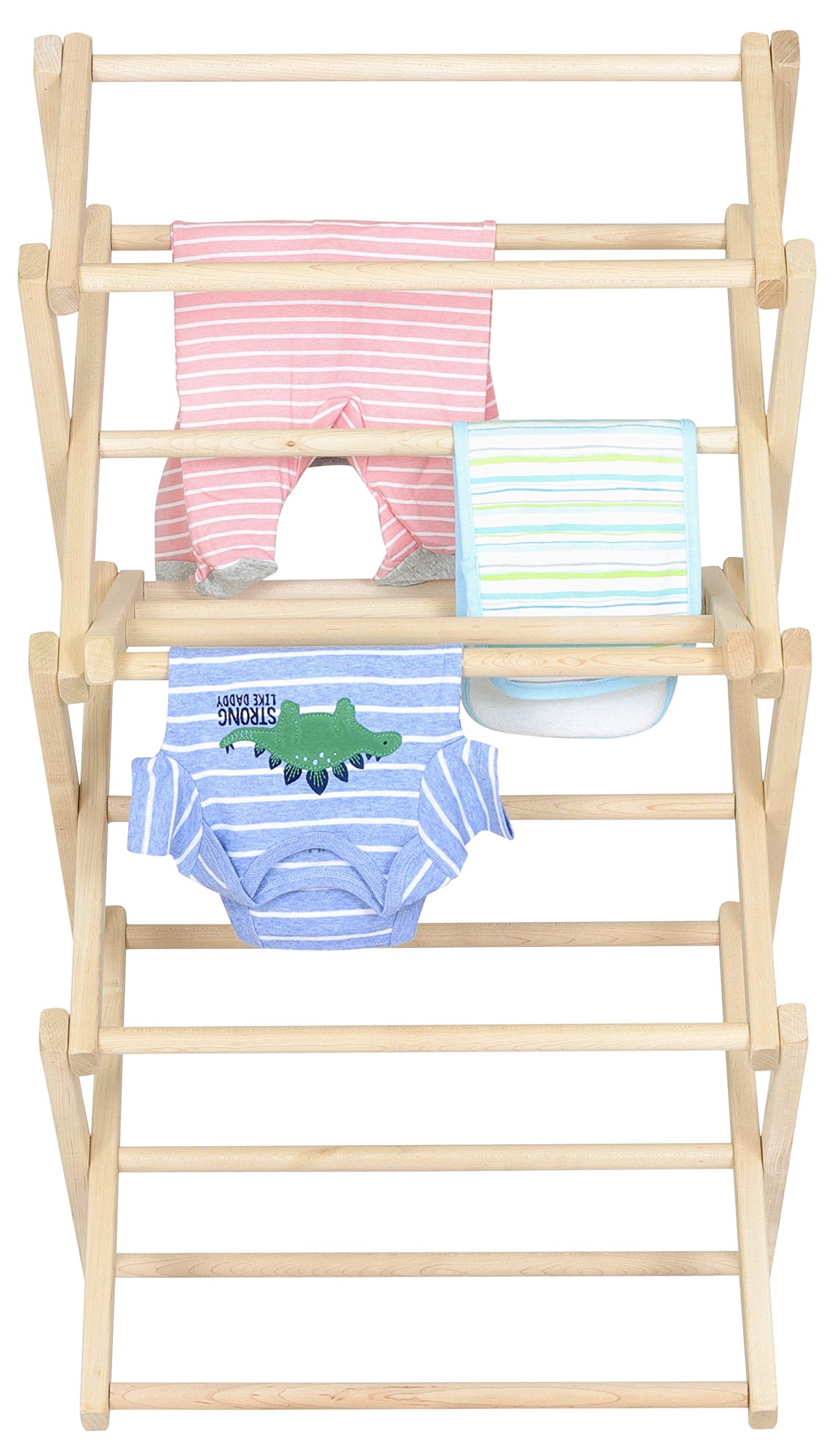 Pennsylvania Woodworks Clothes Drying Rack: Solid Maple Hard Wood Laundry Rack for Baby Clothes  Hand Towels  Delicates & More  Durable Small Folding Drying Rack  Made in USA  No Assembly Needed