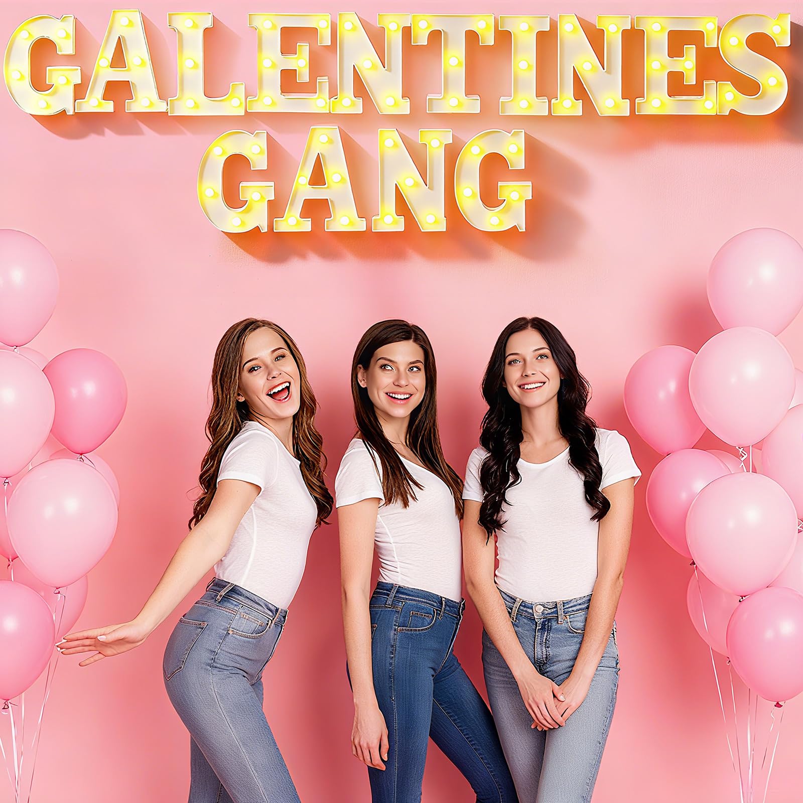 Honoson 14 Pcs Galentines Day Party Decorations Galentines Gang Lights up Sign Girls Ladies Galentine s Day Party Decorations Fi