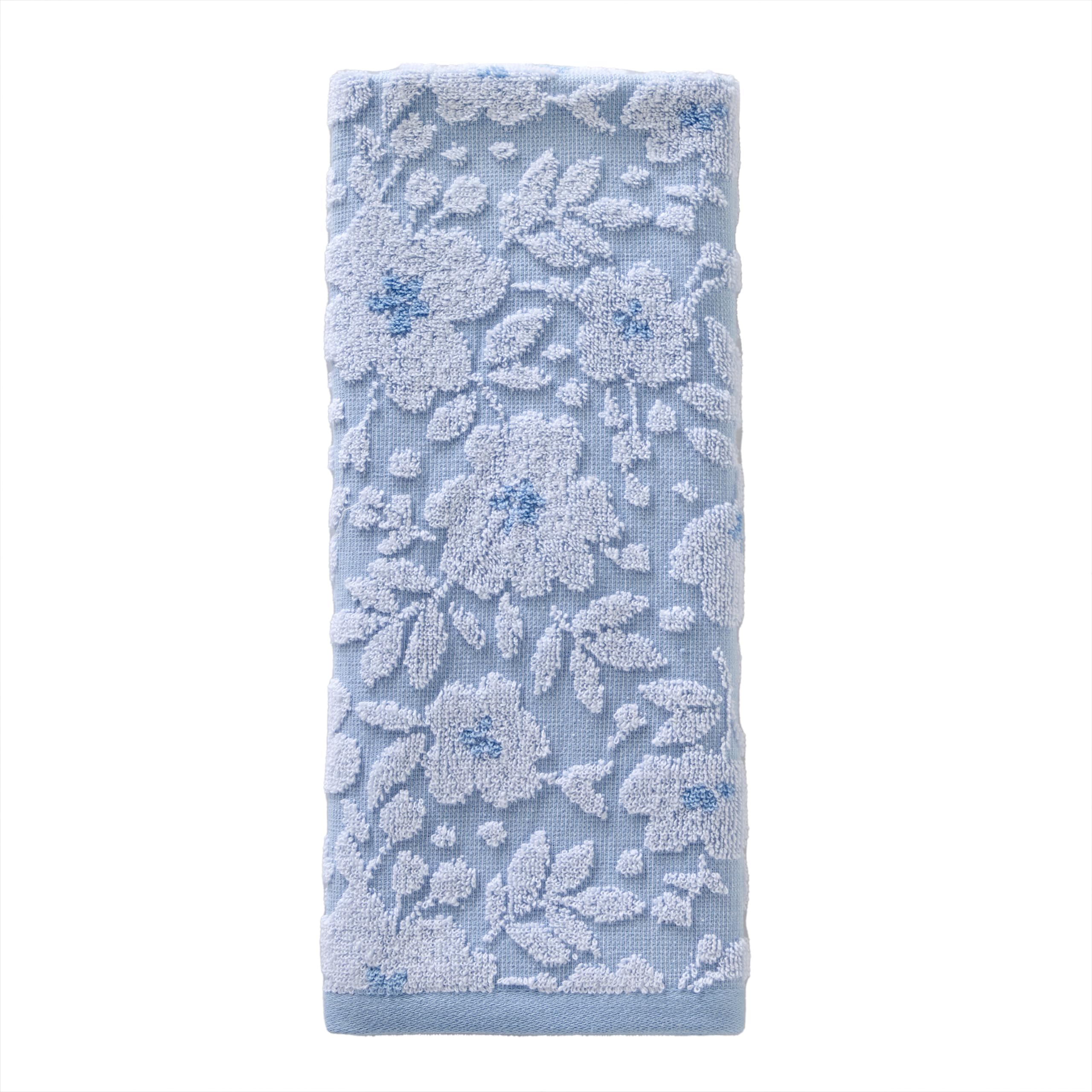 Skl Home Floral Jacquard Hand Towel Set, Sky Blue, 2 Count
