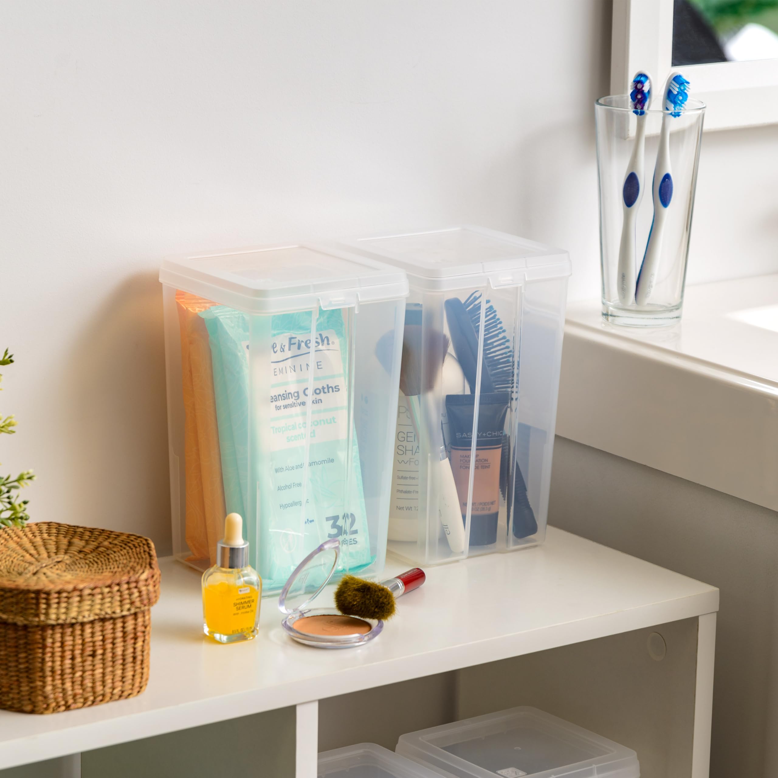 Iris Usa Medium Vertical Storage Container For Home & Office Organization, Big Capacity Stackable Plastic Bin For Stationery, Pa