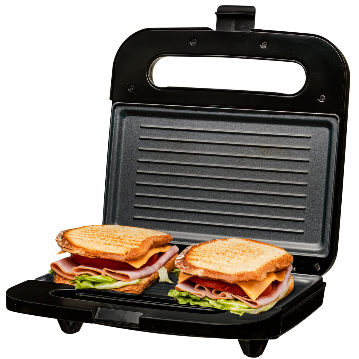 Ovente Electric Panini Press Grill With Nonstick Plates, Led Indicator Lights, Thermostat Control, Cool Touch Handle, Compact Sa