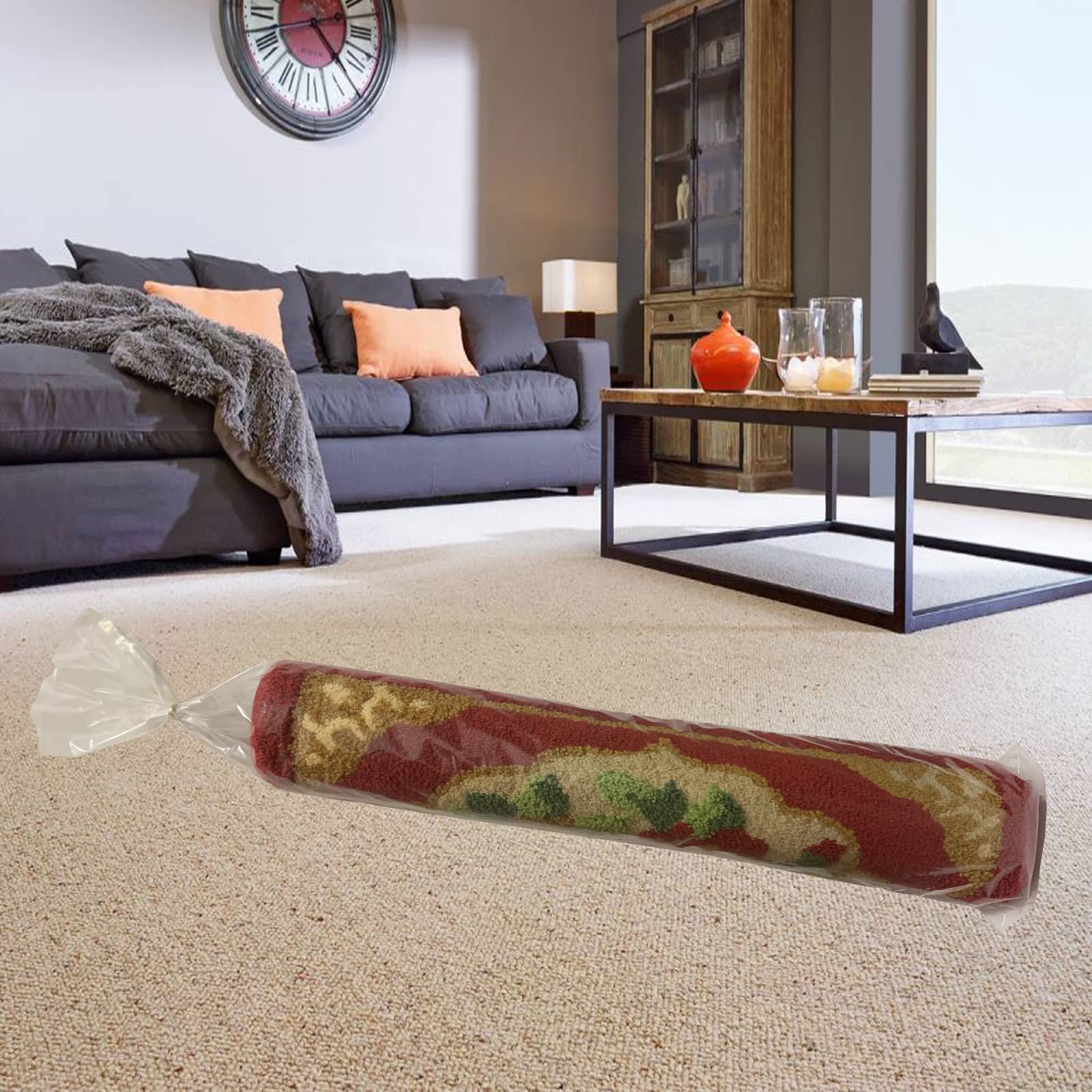 4 Pcs Clear Plastic Rug Storage Bags, Fits Rug Up To 6'X9', 4.5 Mil Heavy Duty Rug Storage Bag With 10 Ties,Clear Carpet Bag For