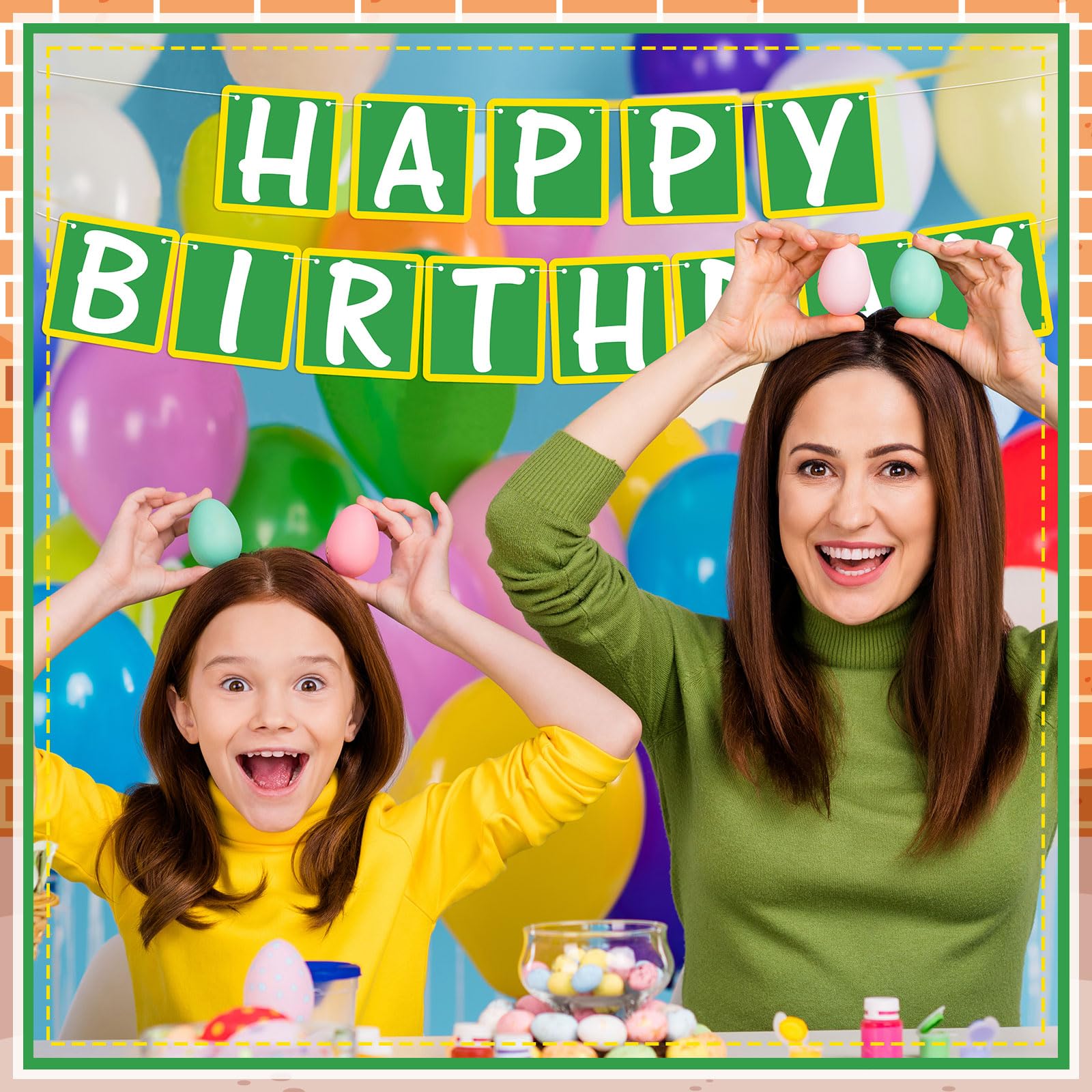 Breling Friend Birthday Banner for Street Theme Pre-strung Birthday Party Cartoon Hanging Decorations for Boys Girls Friend (Bri